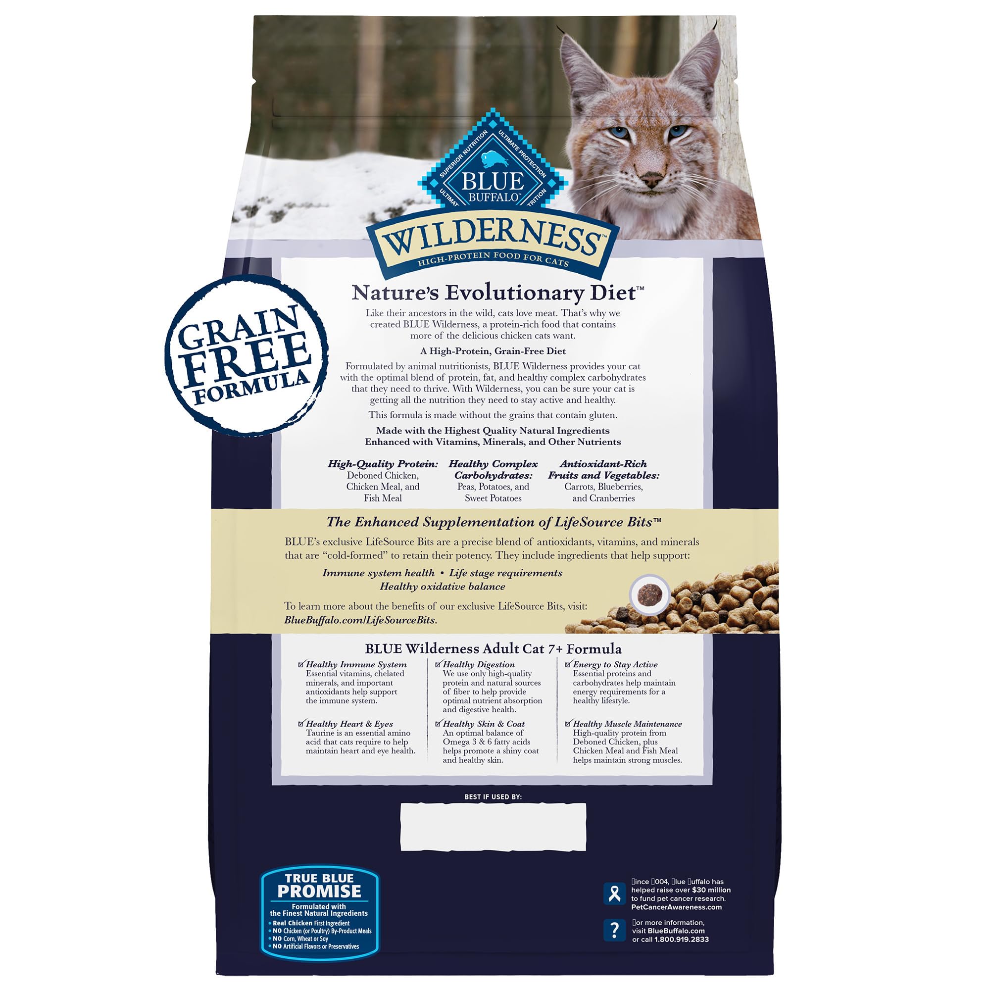 Blue Buffalo Wilderness Natural Mature Dry Cat Food for Cats 7+ Years, High-Protein and Grain-Free Diet, Supports Immune System