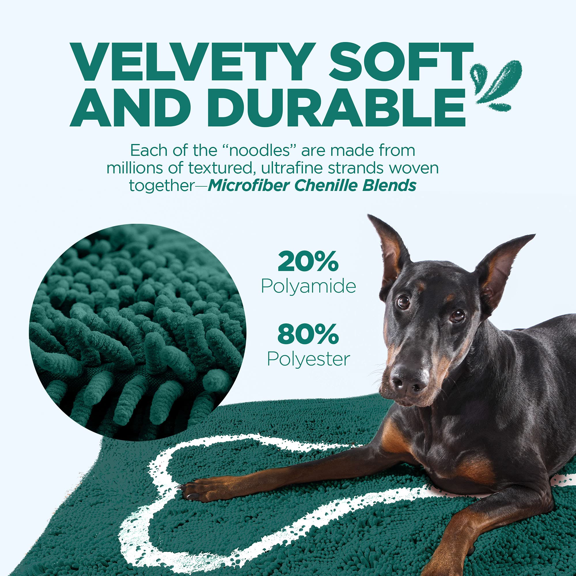 Soggy Doggy Doormat With Bone Design | Evergreen/Oatmeal Bone | Large 26    X 36    | Ultra Absorbent Microfiber Chenille Wet Do