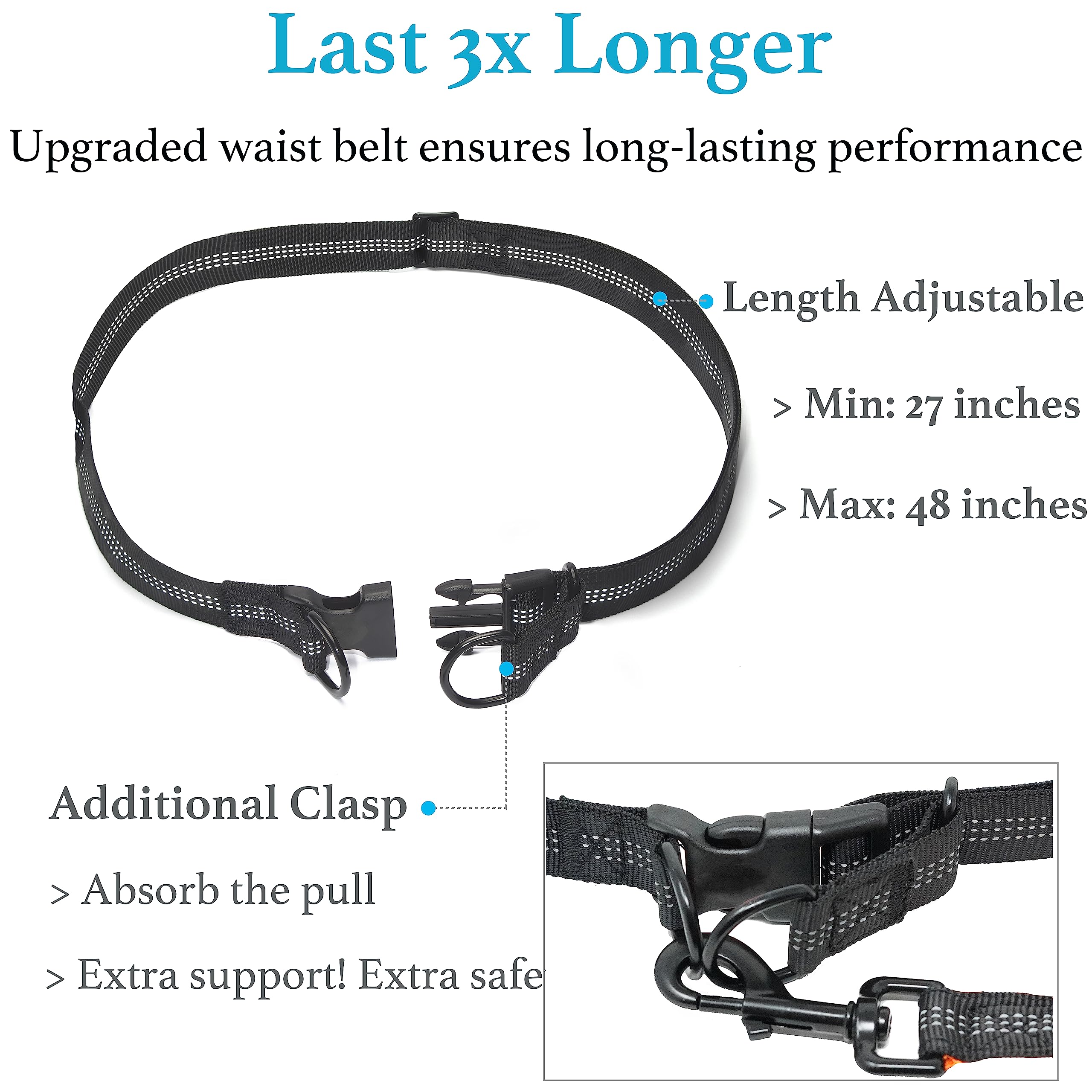 Iyoshop Retractable Hands Free Dog Leash ?Dual Handle Bungee Waist Leash For Small Medium And Large Large Dogs (25-150 Lbs)