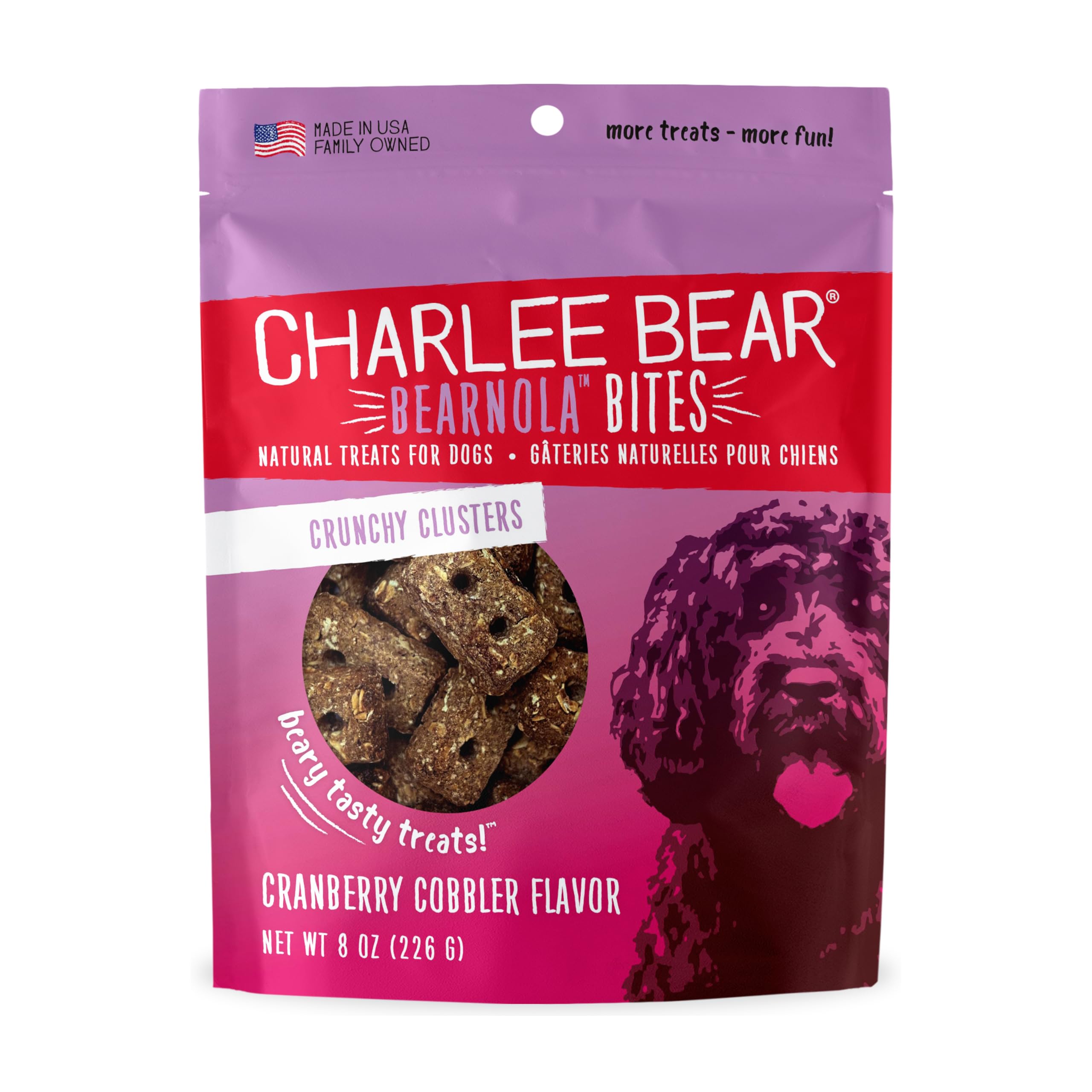 Charlee Bear Bearnola Bites Dog Treats, Cranberry Cobbler Flavor, 8oz