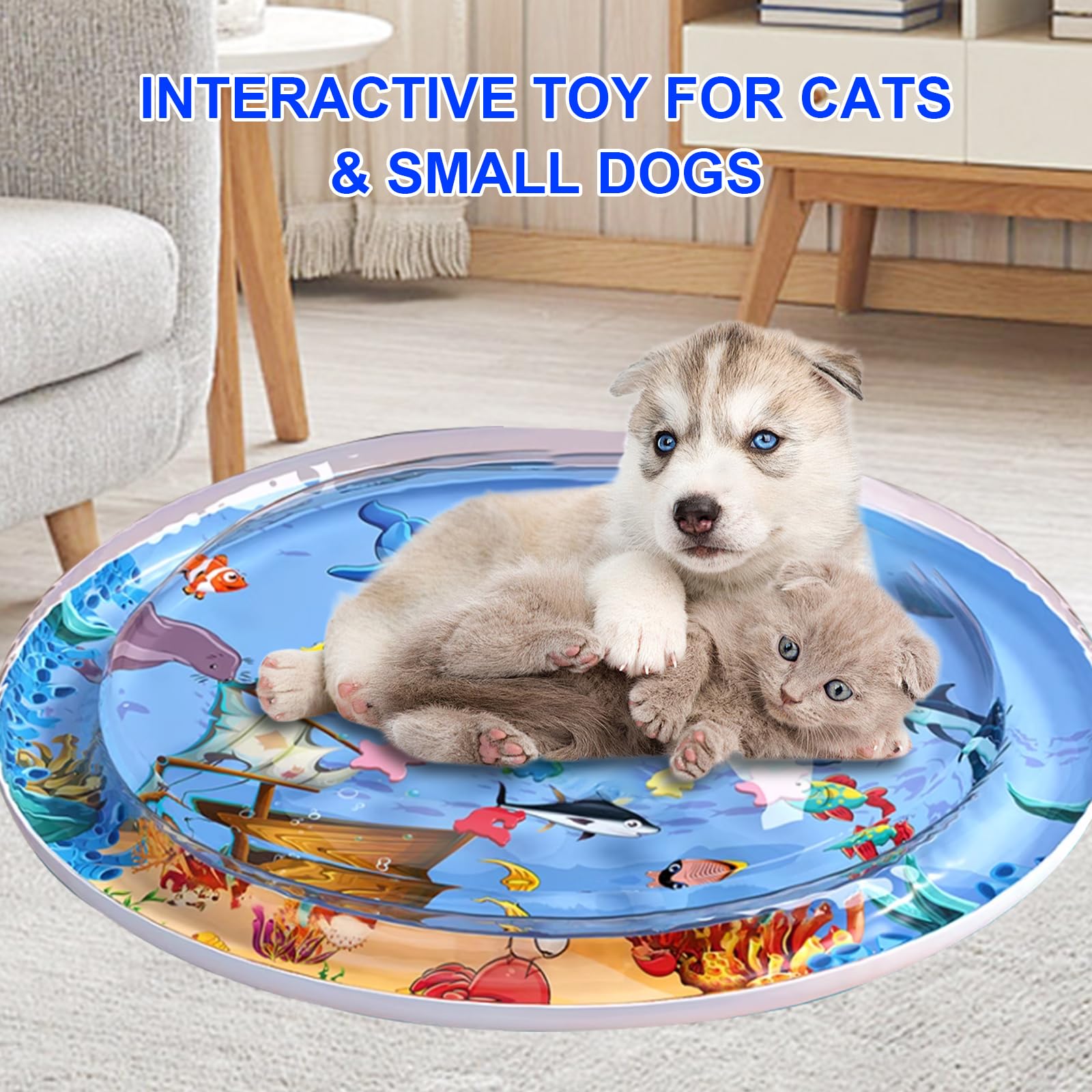 Gkiozu Cat Water Mat For Indoor Cats, 2025 Upgraded 0.6Mm Thicken Scratch-Resistant Interactive Sensory Play Mat With Floating F