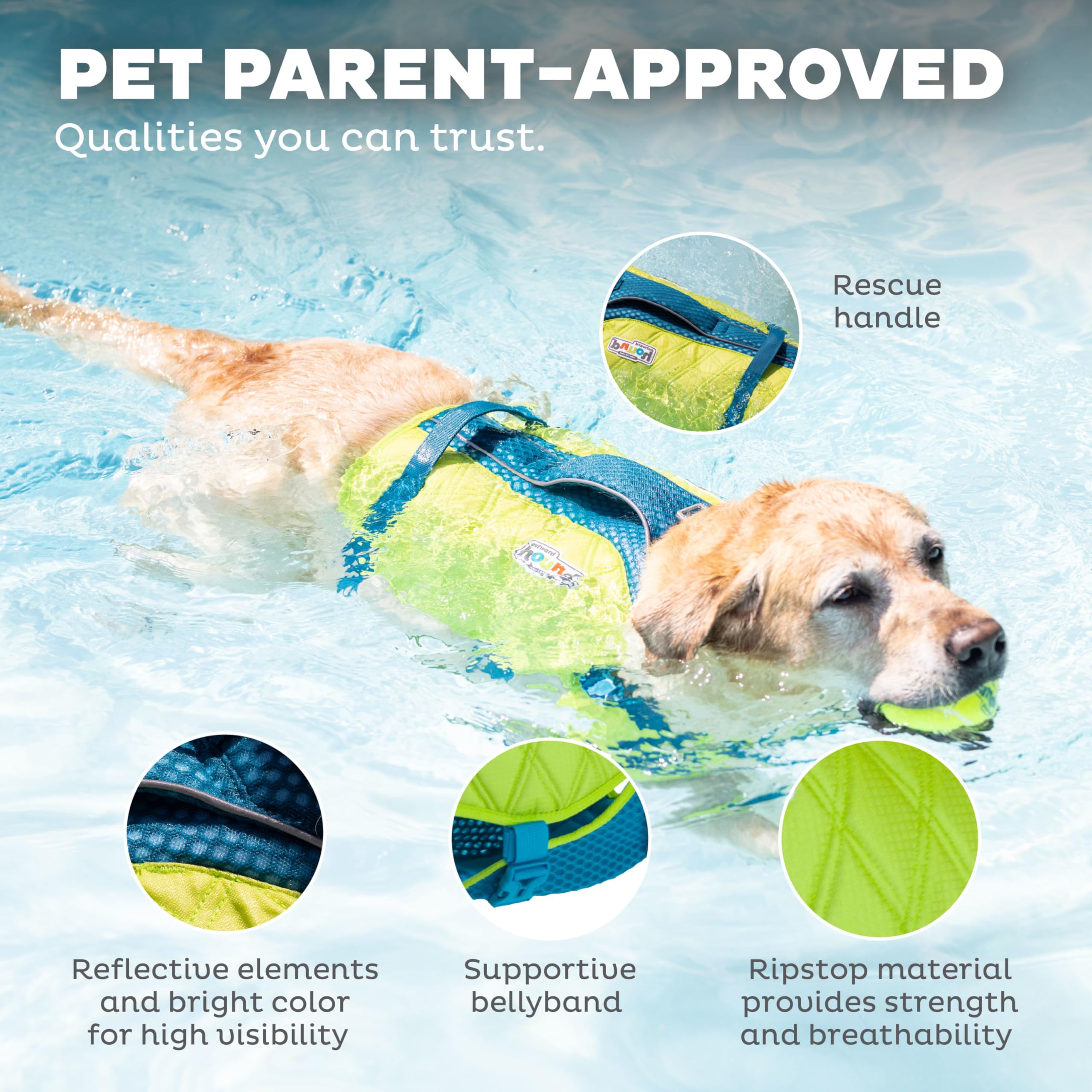 Outward Hound Standley Sport Dog Life Jacket, High-Performance Ripstop Dog Life Vest For Swimming, Boating, And Water Safety, La