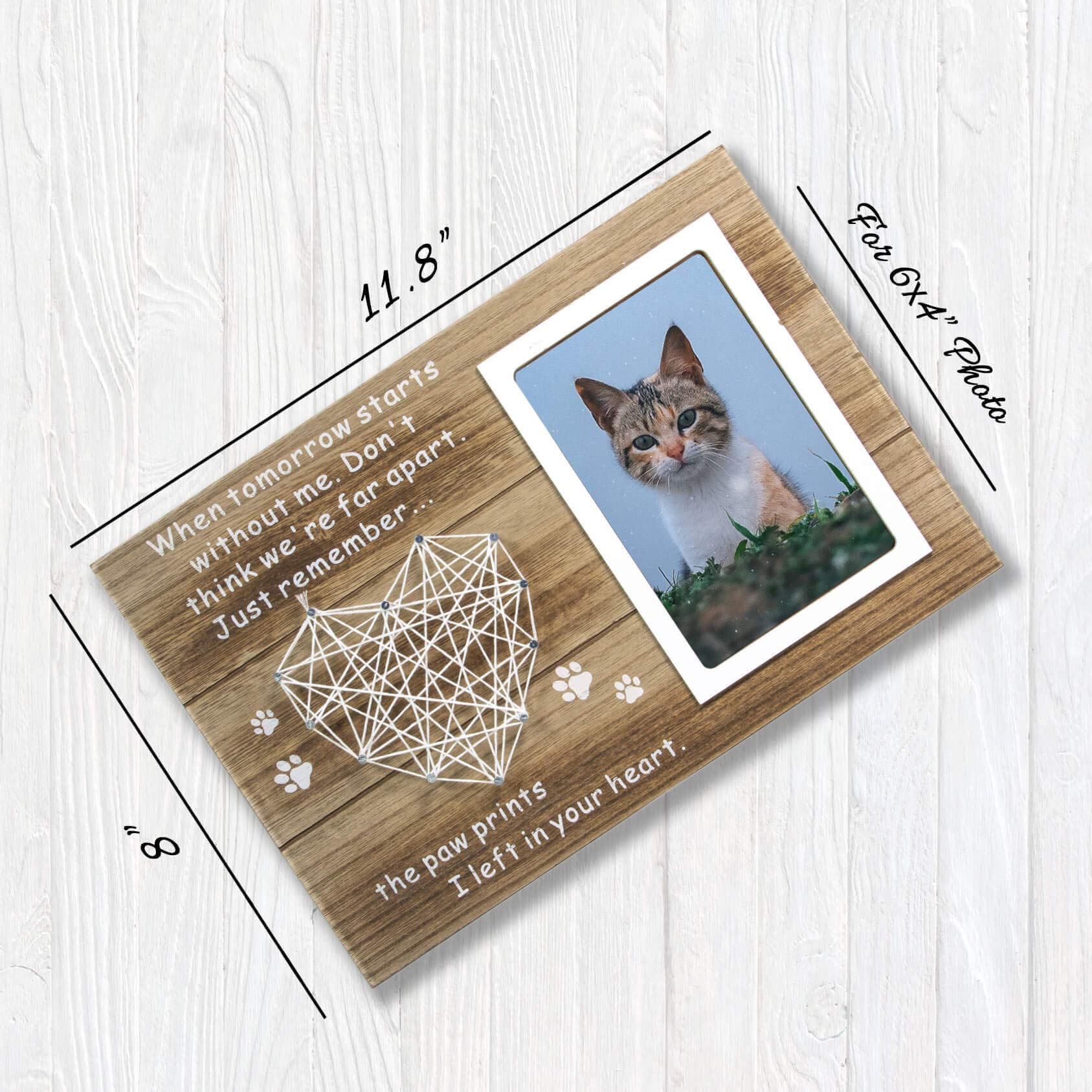 Vilight Dog Cat Memorial Gifts - Paw Prints Sympathy Picture Frame For Pet Loss - 4X6 Inches Photo