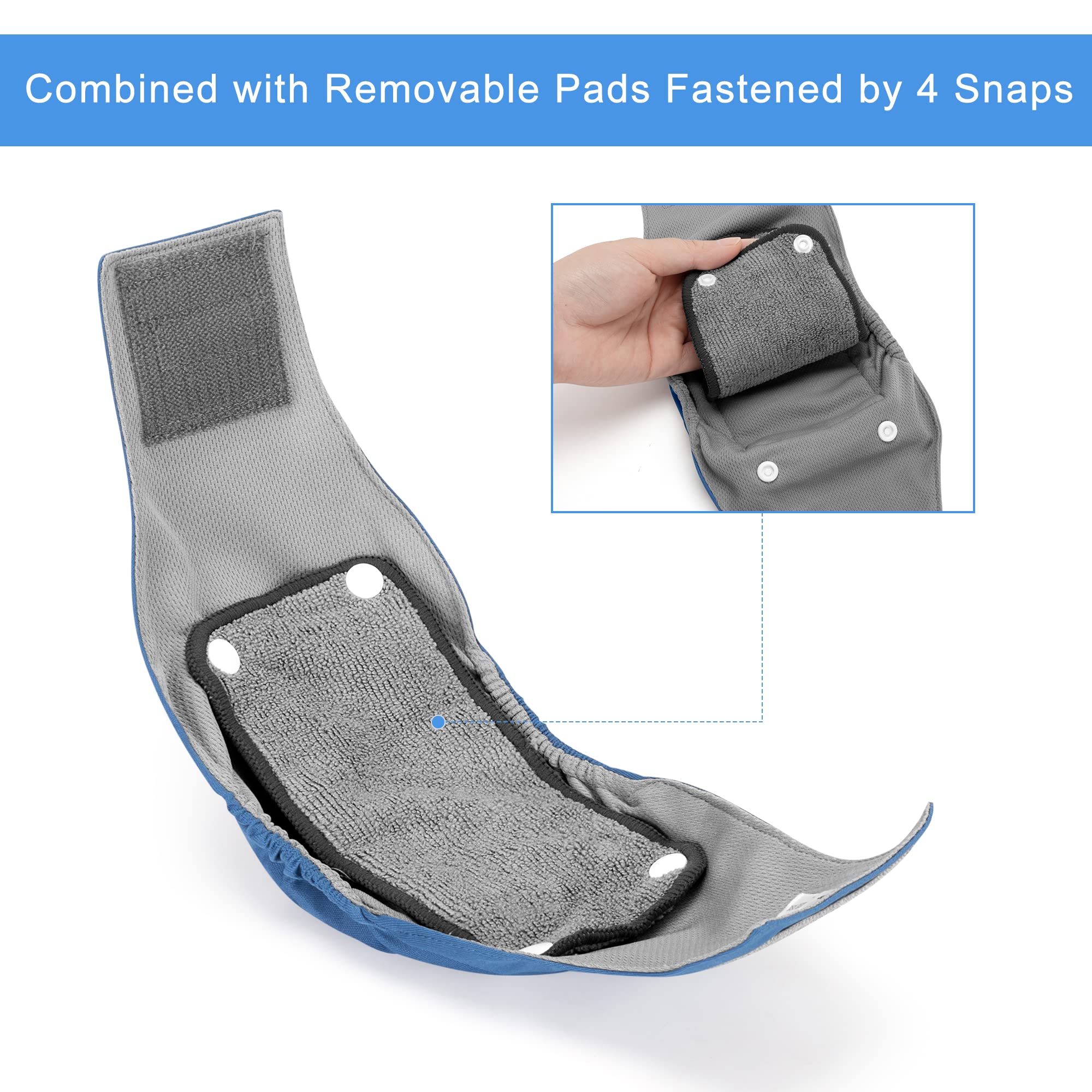 Teamoy Belly Bands For Male Dogs With Removable Pads, Reusable Washable Puppy Dog Diaper Wraps With Gray Lining(Pack Of 3),S