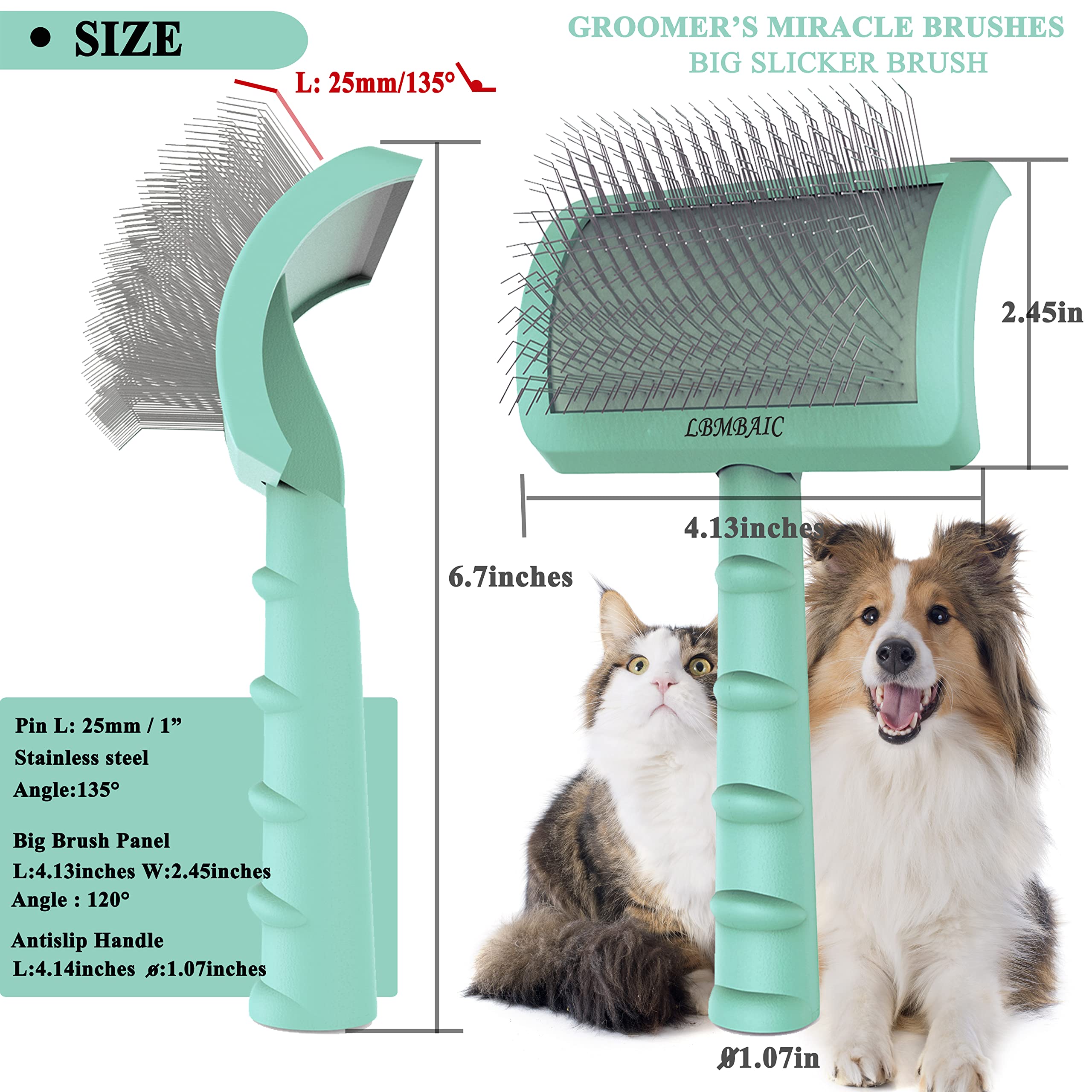 LBMBAIC Super Dense Soft Brush for Thick and Long Fur - Doodle Grooming Brush for Fluff, Shedding, Tangles on Goldendoodles - 25