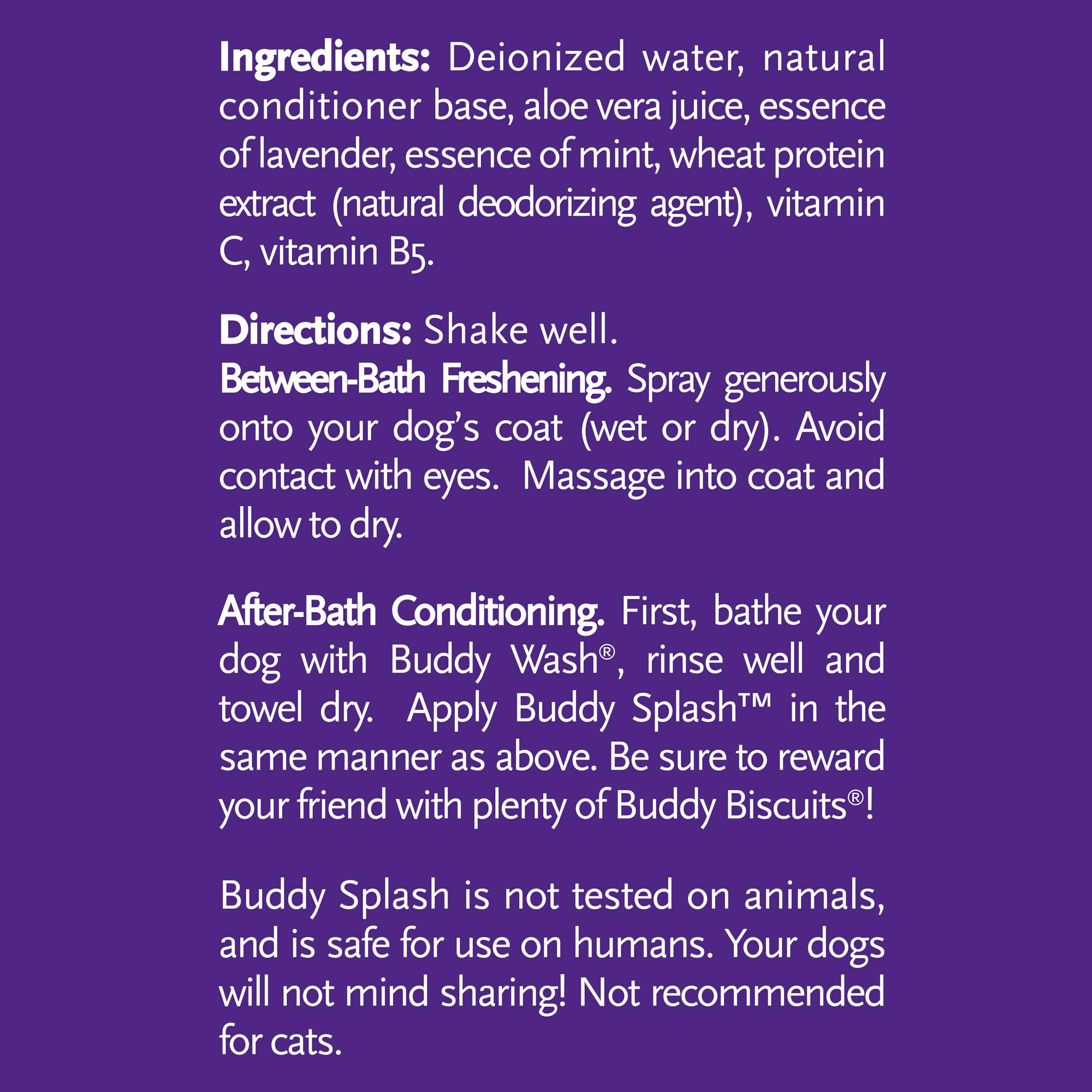 Buddy Splash Spritzer & Conditioner For Dog Grooming, Lavender & Mint, 4 Oz. Bottle