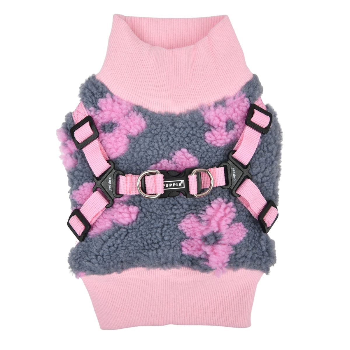Puppia Ren Jacket Dog Harness Pullover Warm Winter Flower Pattern For Small And Medium Dog, Pink, Small