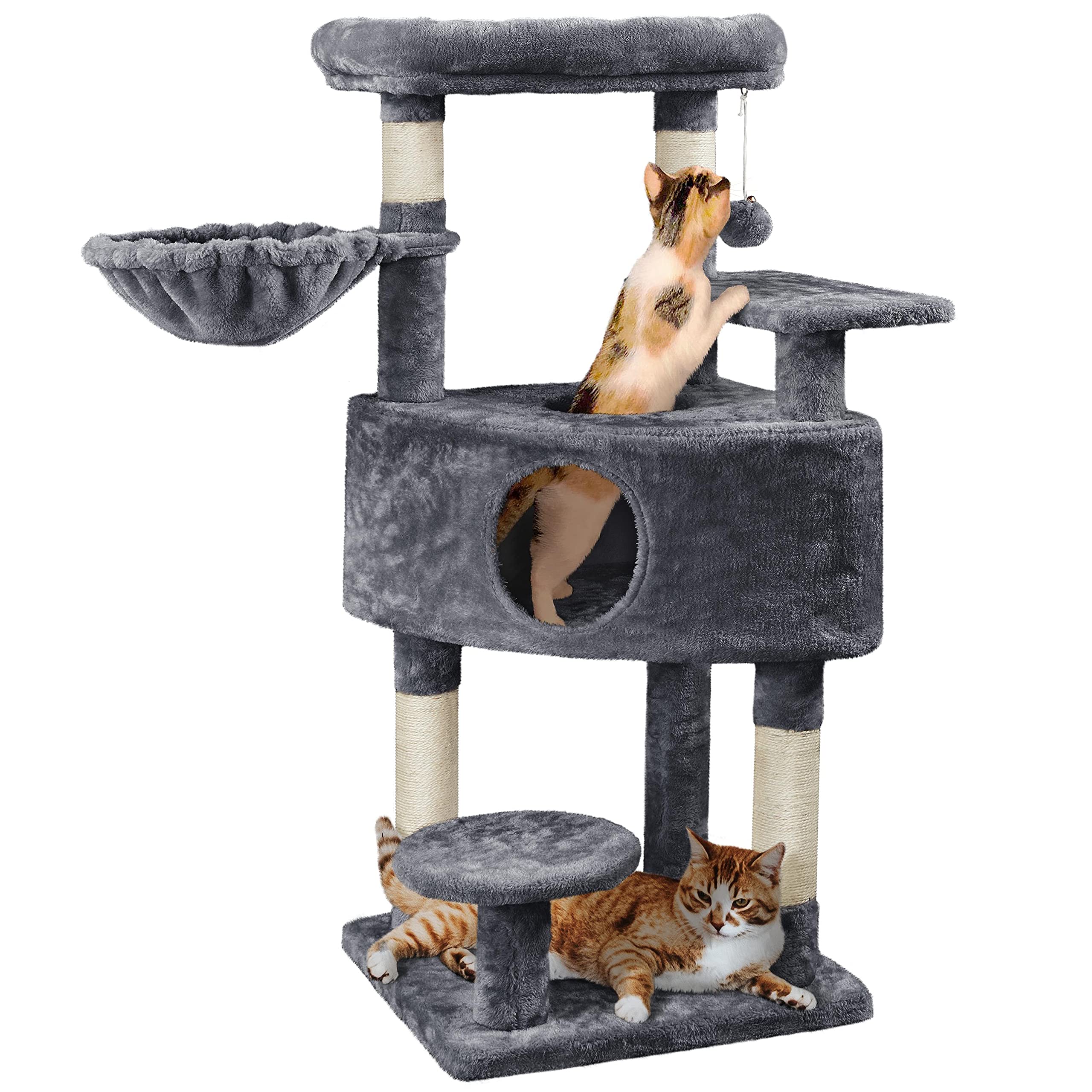 Yaheetech 46In Cat Tree For Indoor Cats, Cat Tower With Spacious Condos, Scratching Posts & Large Top Plush Perch, Cat Stand Hou