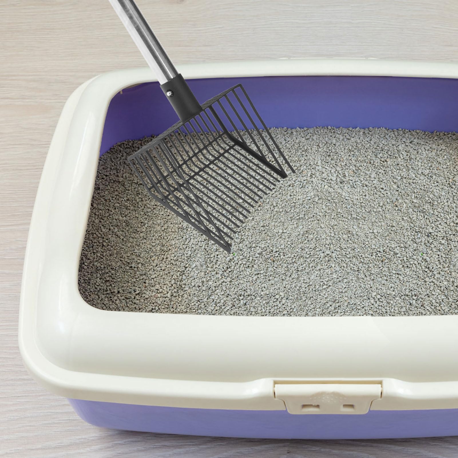 Pupteck Fast Sifting Cat Litter Scoop - Long Handle Metal Scooper With Deep Shovel, Heavy Duty & Non-Stick Cat Litter Sifter