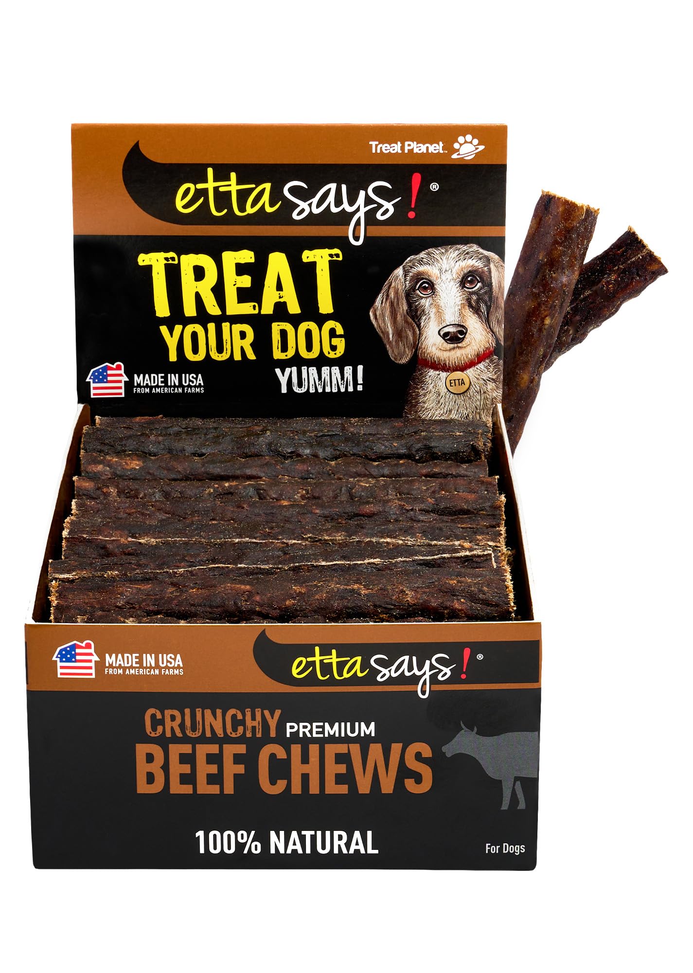 etta says! Crunchy Premium Dog Chews - 4.5 Beef Dog Chews - Made in The USA, Grain-Free Dog Treats, Good for Teeth, Easy to Dige