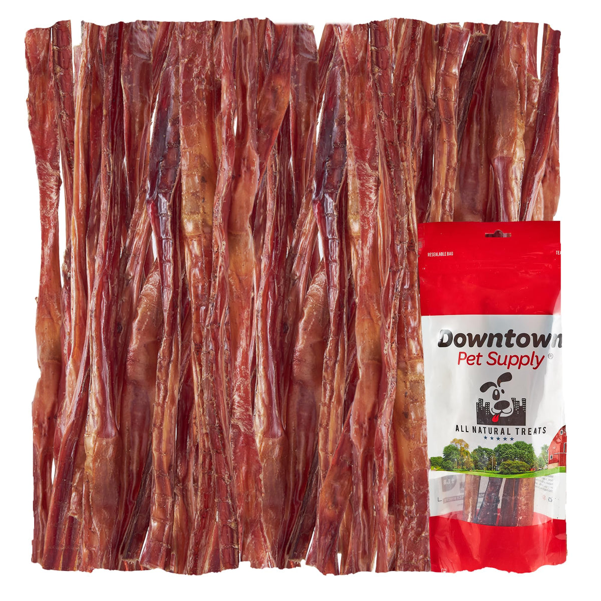 Downtown Pet Supply Usa Sourced Thin Junior Bully Sticks (12' - 1/2 Lb) - Bully Sticks For Small Dogs And Puppies- Single Ingredient Long Lasting Dog Dental Treats - Alternative To Chew Bones