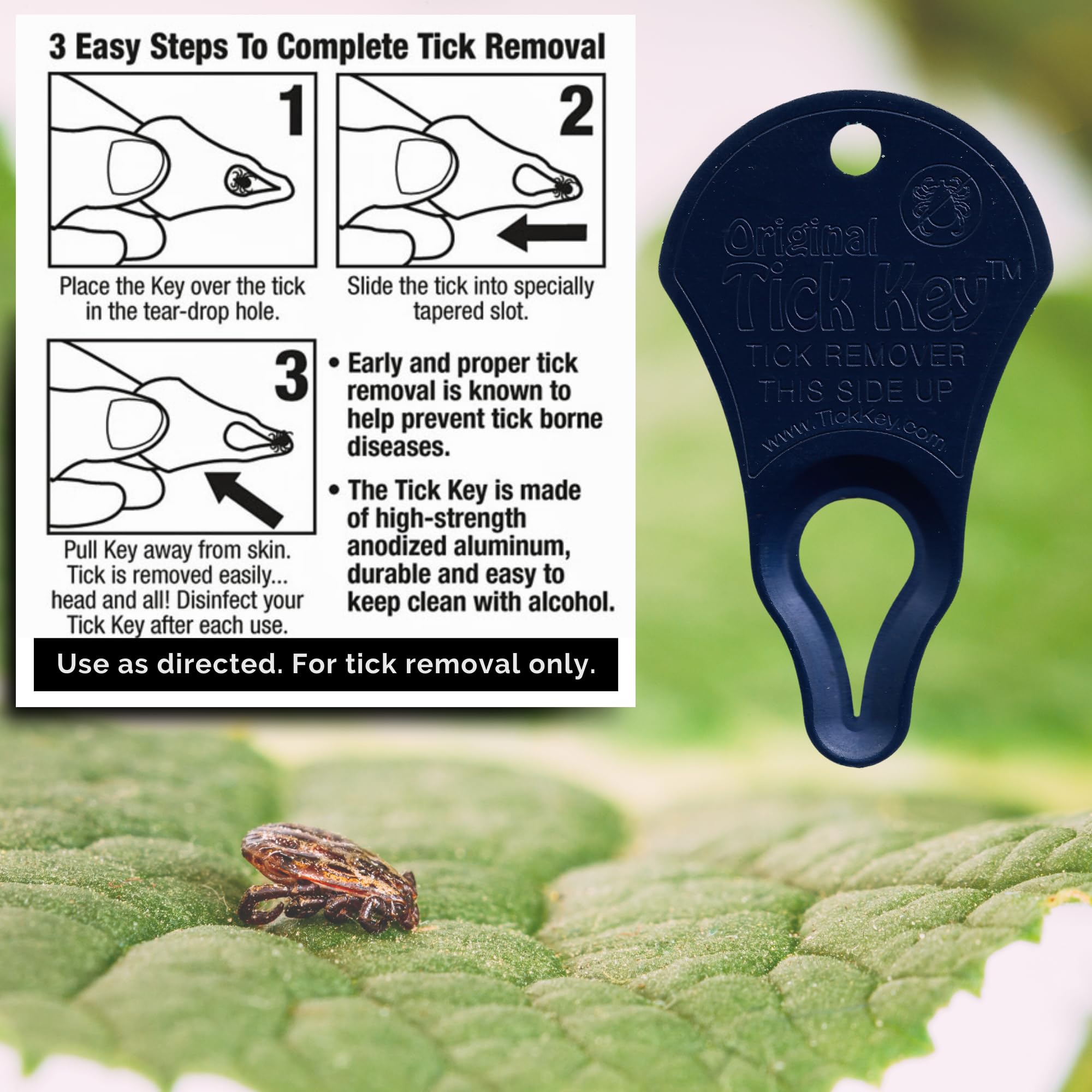 The Original Tick Key - Tick Detaching Device - Portable, Safe And Highly Effective Tick Detaching Tool (Navy)