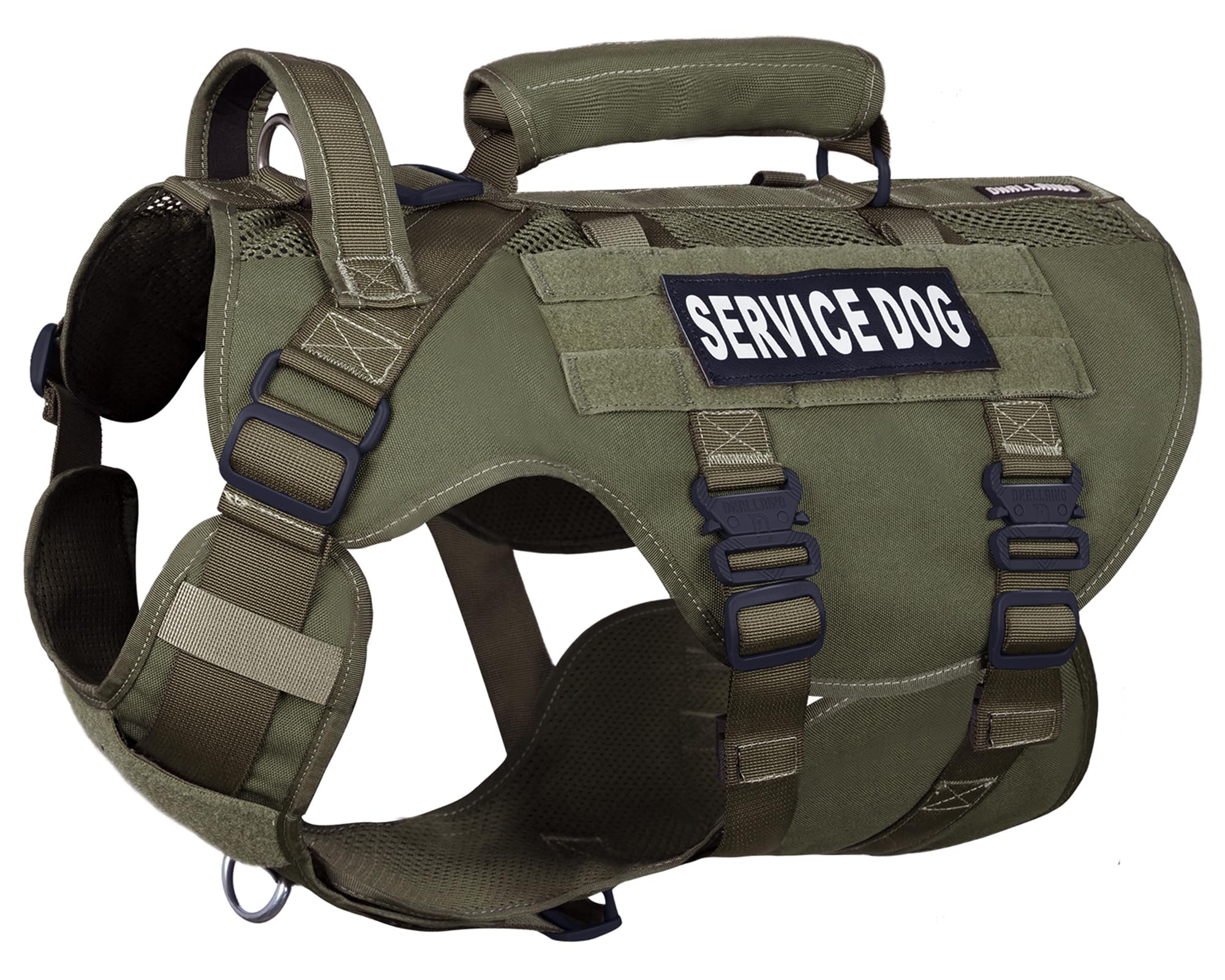 Dnallrino Service Dog Vest For Large Dog, Military Mesh Breathable Lift Harness With Molle Vest With 39G Metal Buckle For Traini