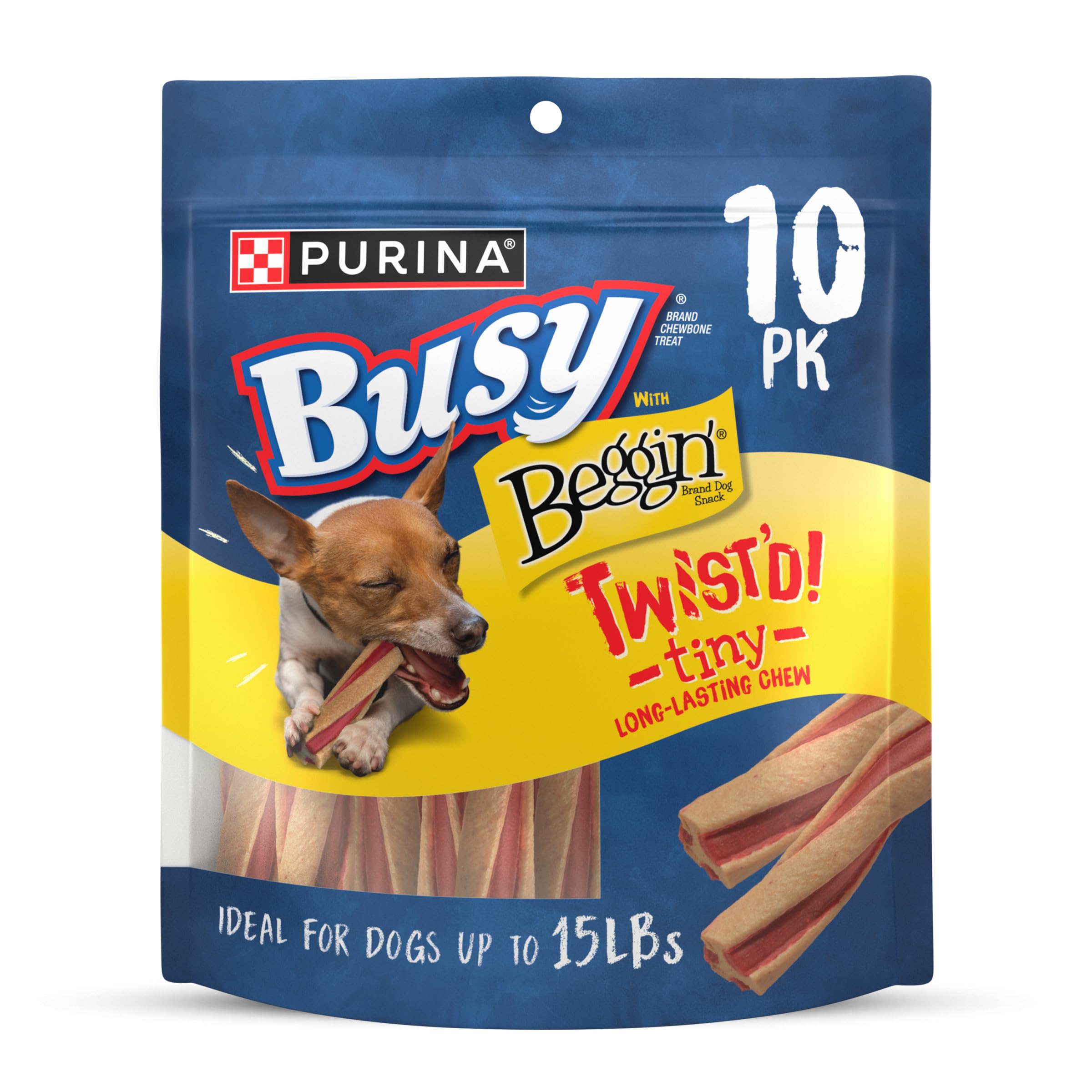 Purina Busy with Beggin Twistd Tiny Adult Dog Chew Bone Treats - (Pack of 6) 10 Ct. Pouches