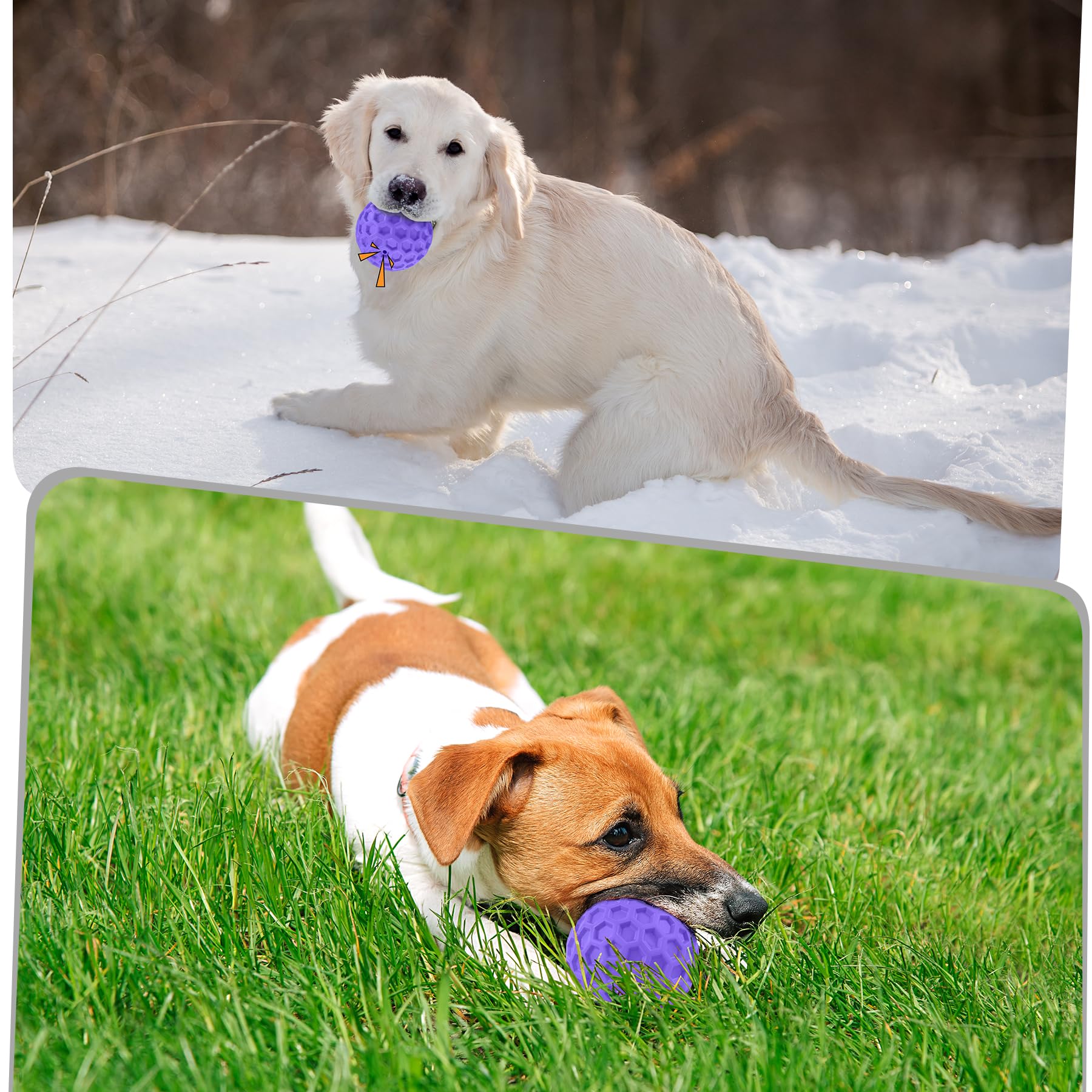 Zrifaqesw Squeaky Dog Toys For Aggressive Chewers, Indestructible Dog Balls For Aggressive Chewers, Purple Squeaky Balls For Dog
