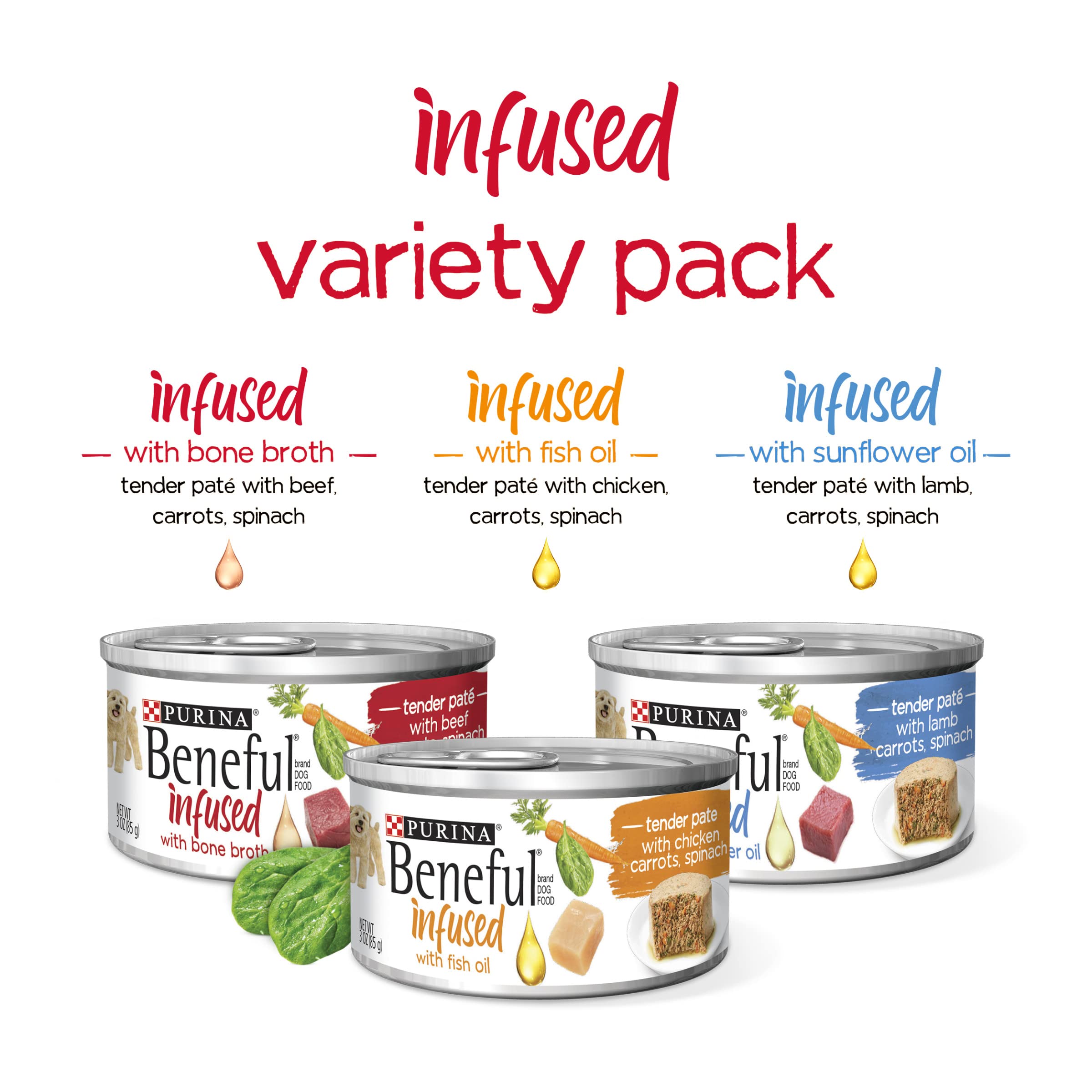 Beneful Wet Dog Food Variety Pack, Real Lamb, Chicken & Beef, 3 oz Cans, 24 Pack