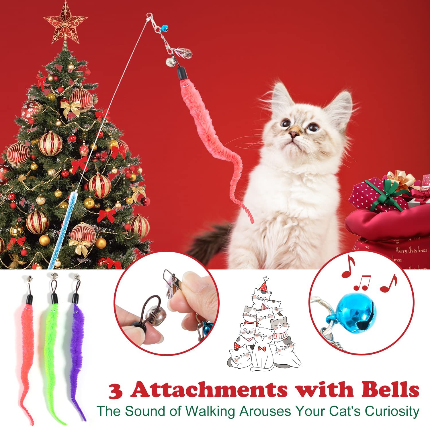 Cat Advent Calendar 2024, 24 Days Cat Toy Countdown Calendar Christmas Toys For Kitten With Catnip Toys, Mice, Cat Feather Tease