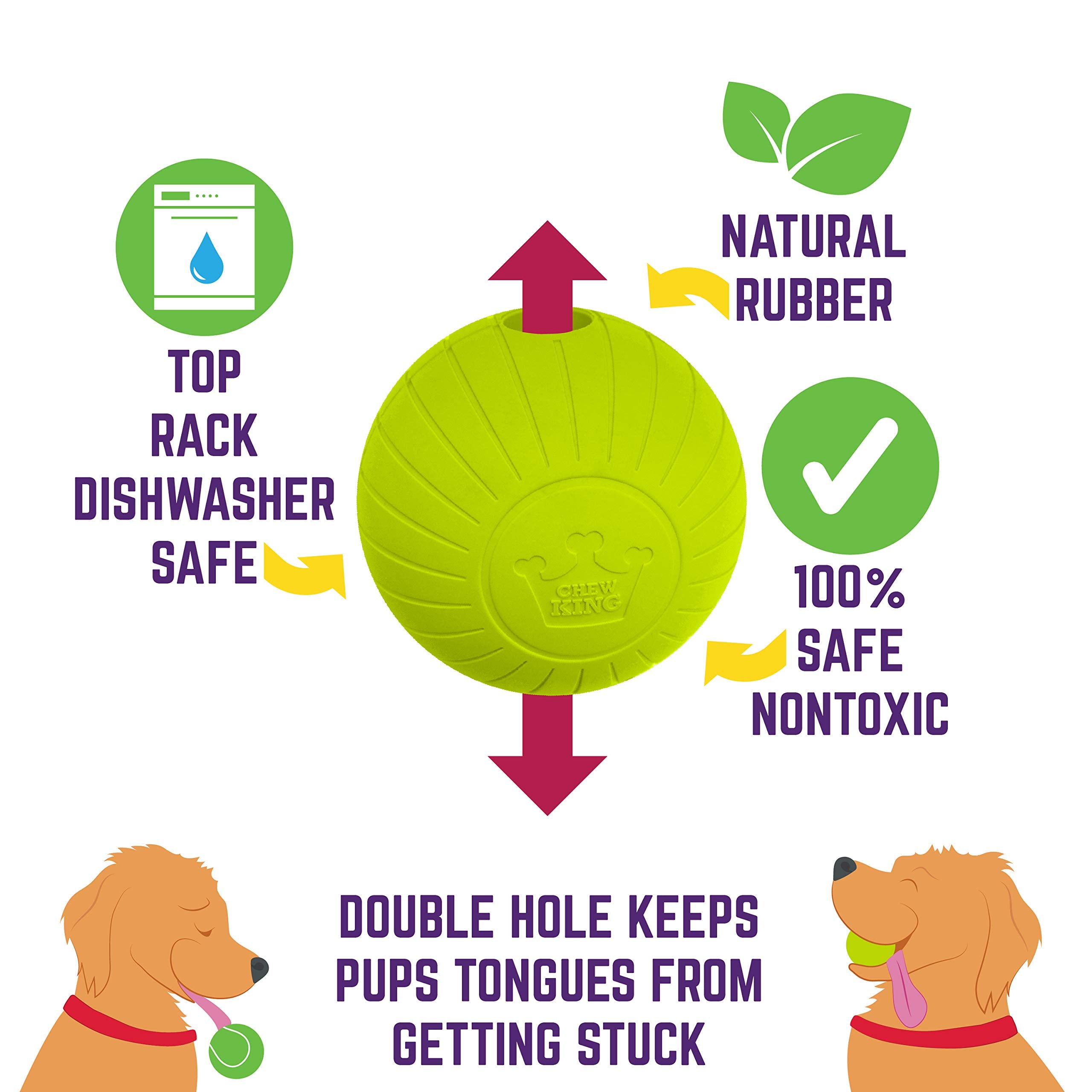 Chew King,Dog 3 Inch Supreme Rubber Balls (4-Pack)For Large Breeds