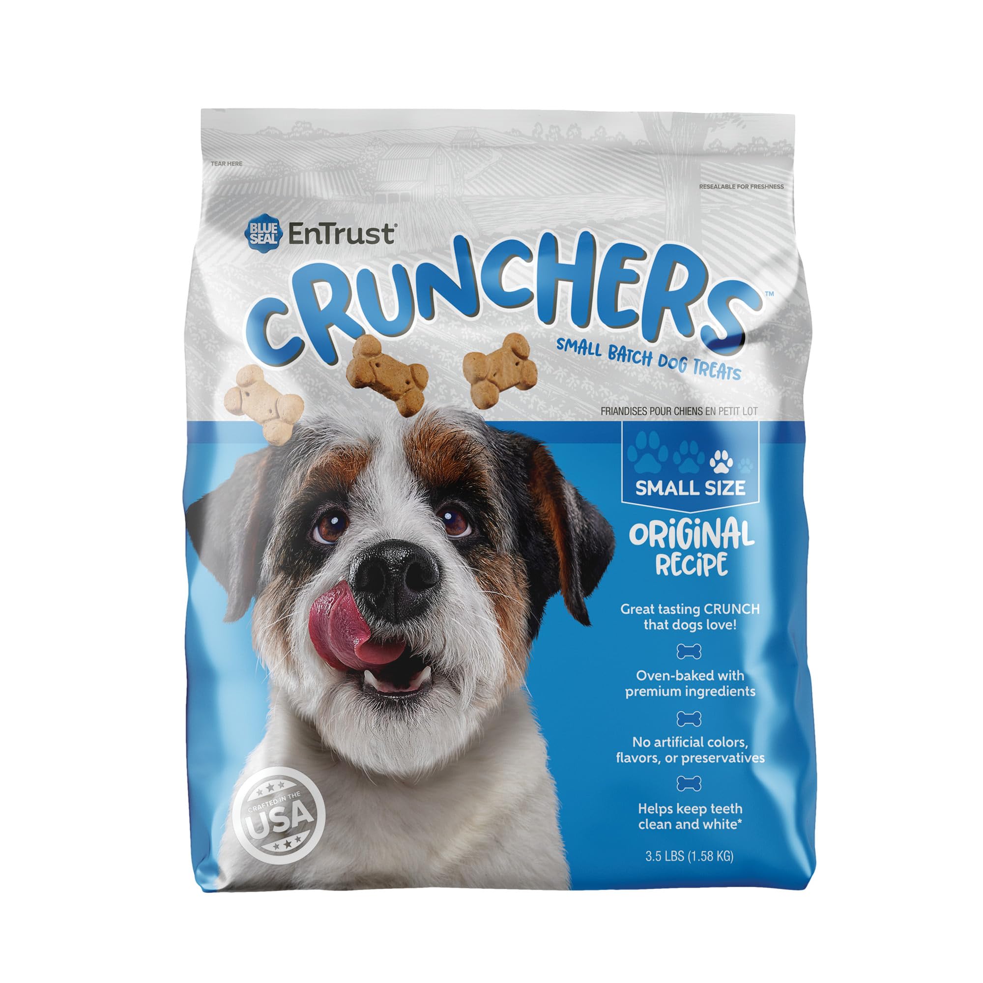 Blue Seal Kent Entrust Crunchers - Small Dog Treats, Original Recipe - Crunchy Oven Baked Biscuits with Premium Ingredients, Hea