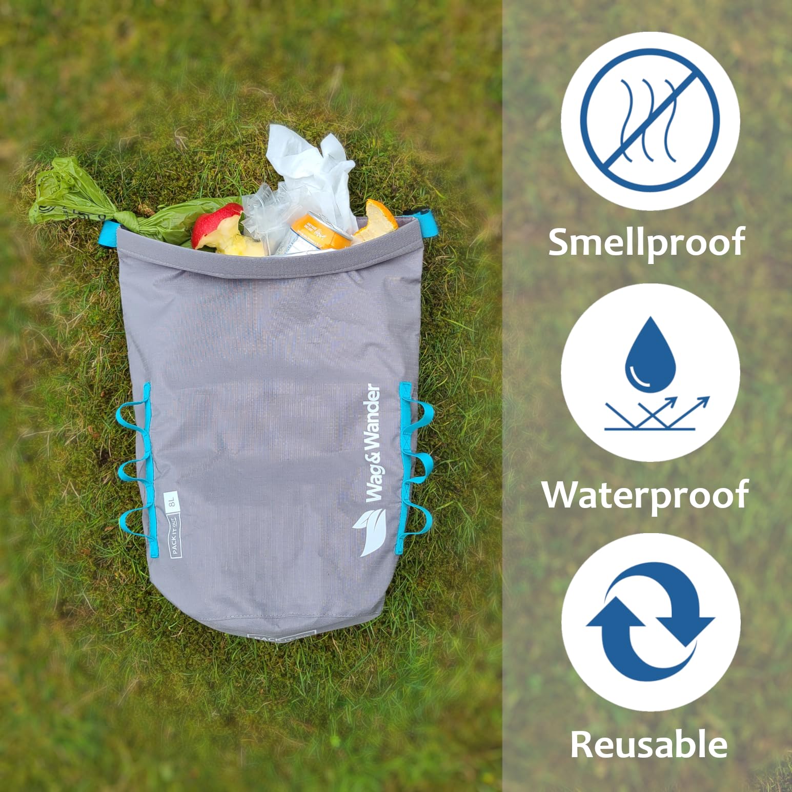 Smell Proof Waste Bag - Reusable Wag Bag, Dog Poop Bag Holder For Hiking With Dogs & Camping. Odor Proof Diaper Wet Bag