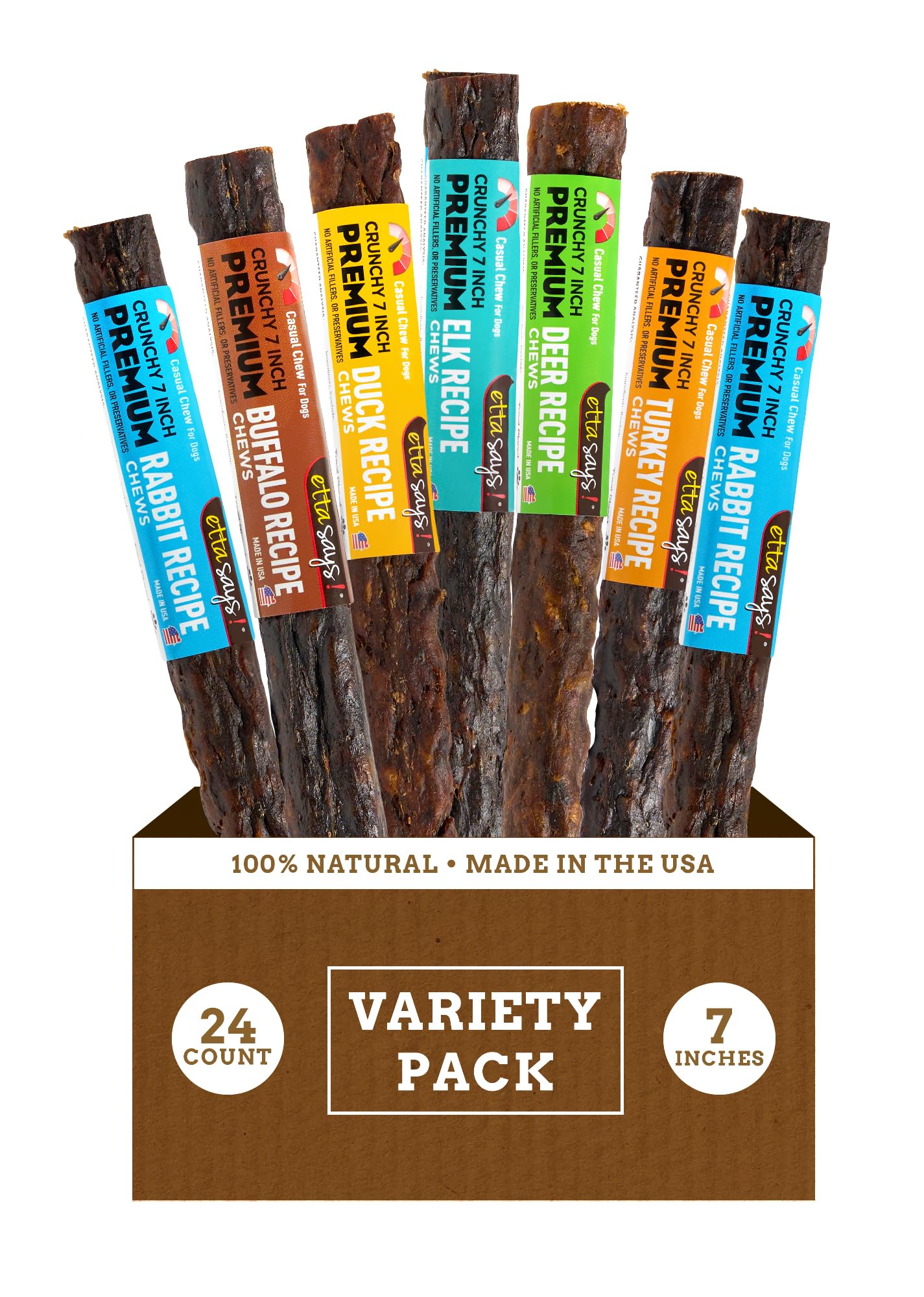 etta says! Premium Crunchy Dog Chews 7    Variety Pack - Grain-Free Dog Treats, Good for Teeth, Easy to Digest - Made in The USA