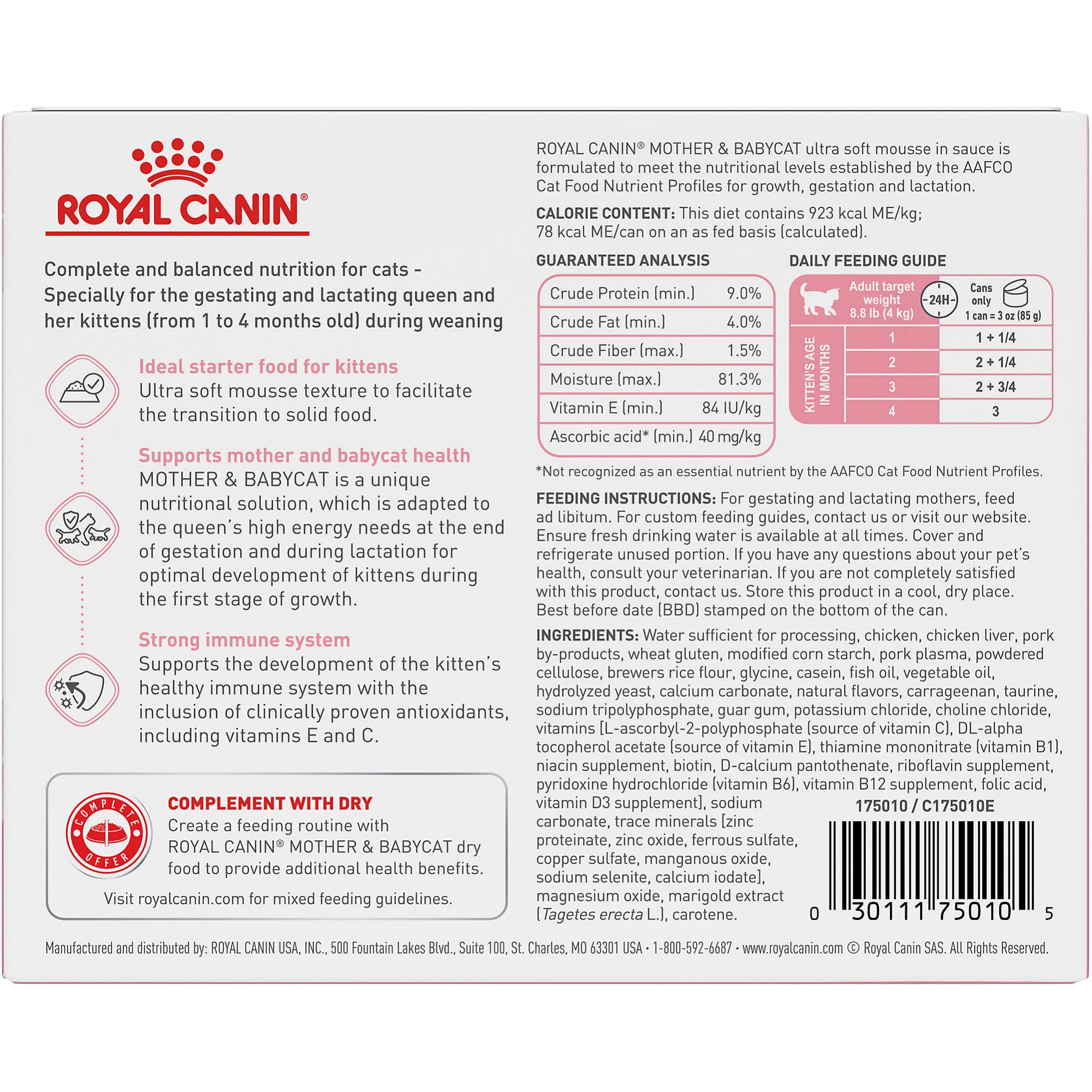 Royal Canin Feline Health Nutrition Mother & Babycat Ultra Soft Mousse in Sauce Wet Canned Cat Food, Supports Healthy Digestion