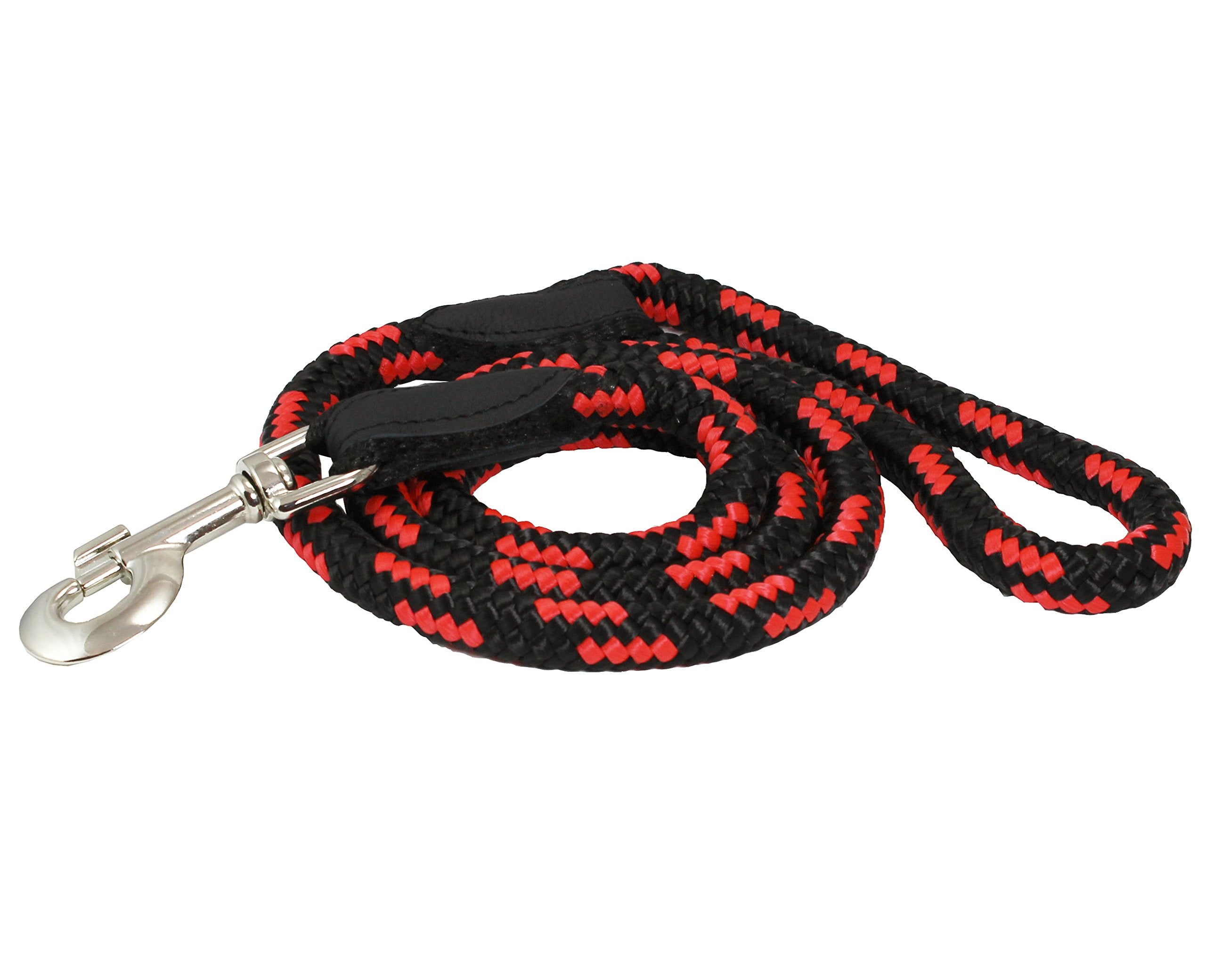 Dogs My Love 6Ft Long Braided Rope Dog Leash Red With Black 6 Sizes (Large: 6Ft Long; 1/2' Diam (12Mm))