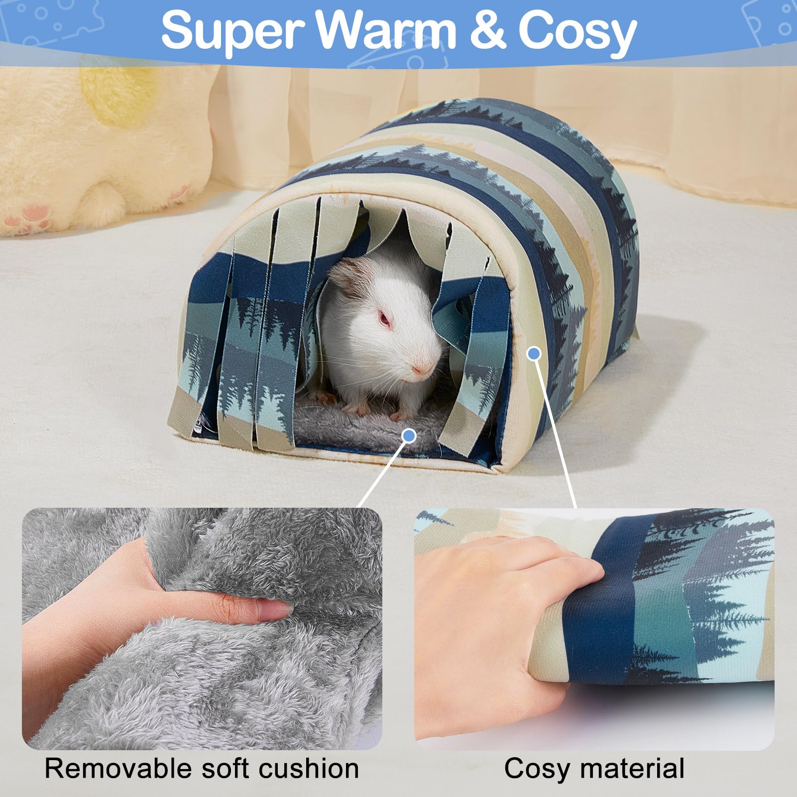 Guinea Pig Hideout Washable Guinea Pigs Tunnel With Curtains Hamster Hideout Cozy Guinea Piggy House Fit For Guinea Pig Cages So