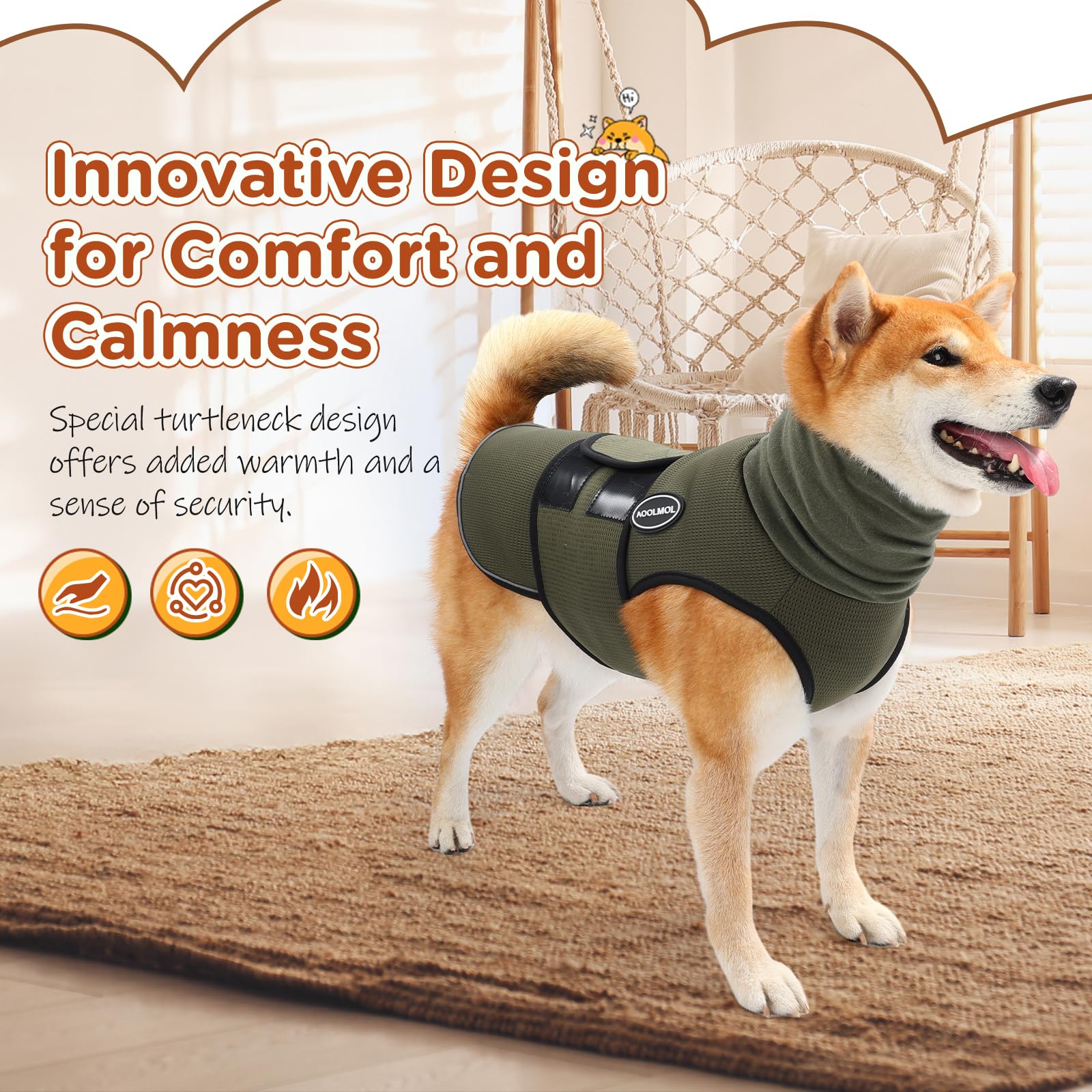 Aoolmol Dog Anxiety Vest And Coat, Vet Visits And Separation - Keep Pet Calm, Dog Jacket For Thunder, Fireworks, Anti Anxiety Ve