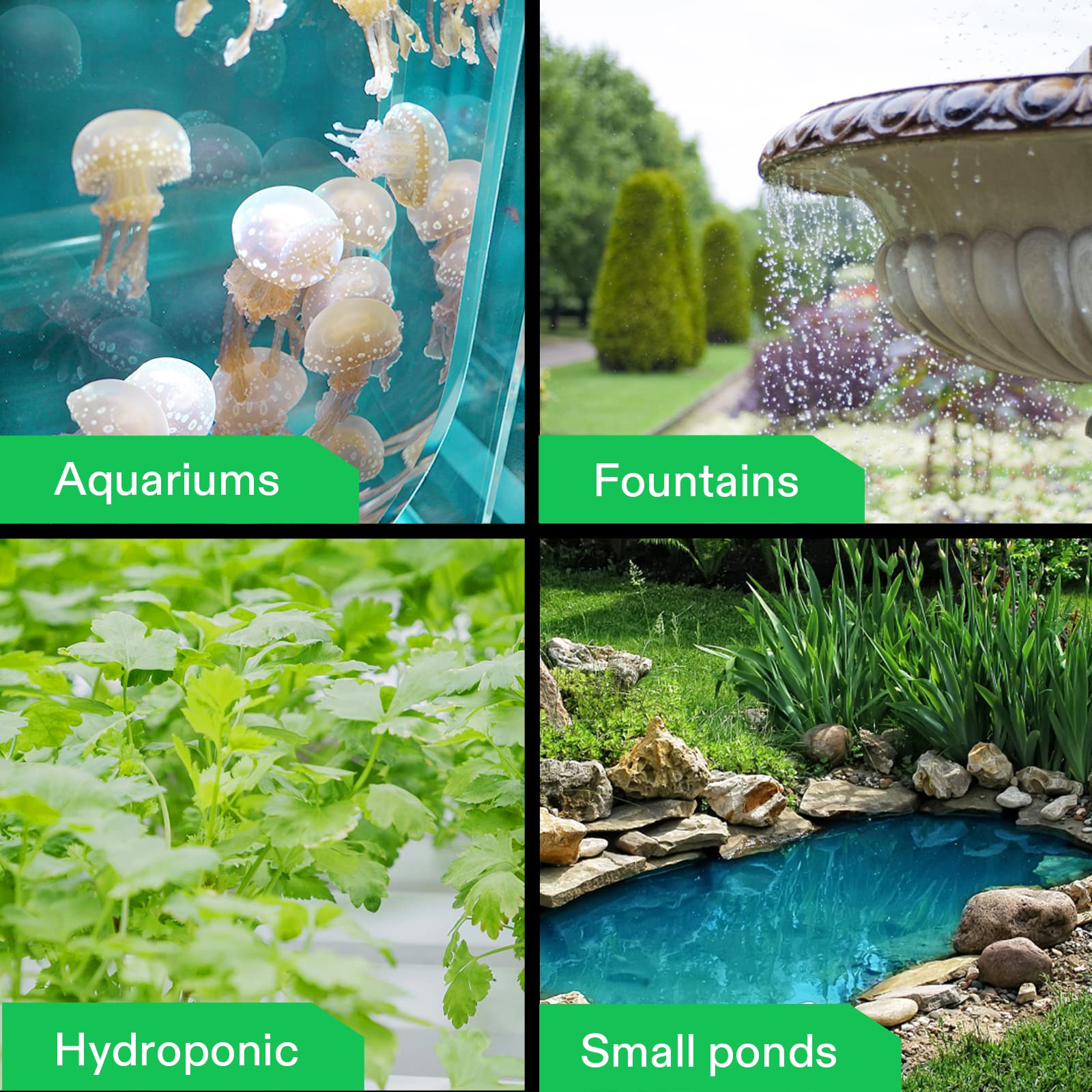 Vivosun 400Gph Submersible Pump(1500L/H, 15W), Ultra Quiet Water Pump With 5.2Ft High Lift, Fountain Pump With 5Ft Power Cord, 3 Nozzles For Fish Tank, Pond, Aquarium, Statuary, Hydroponics