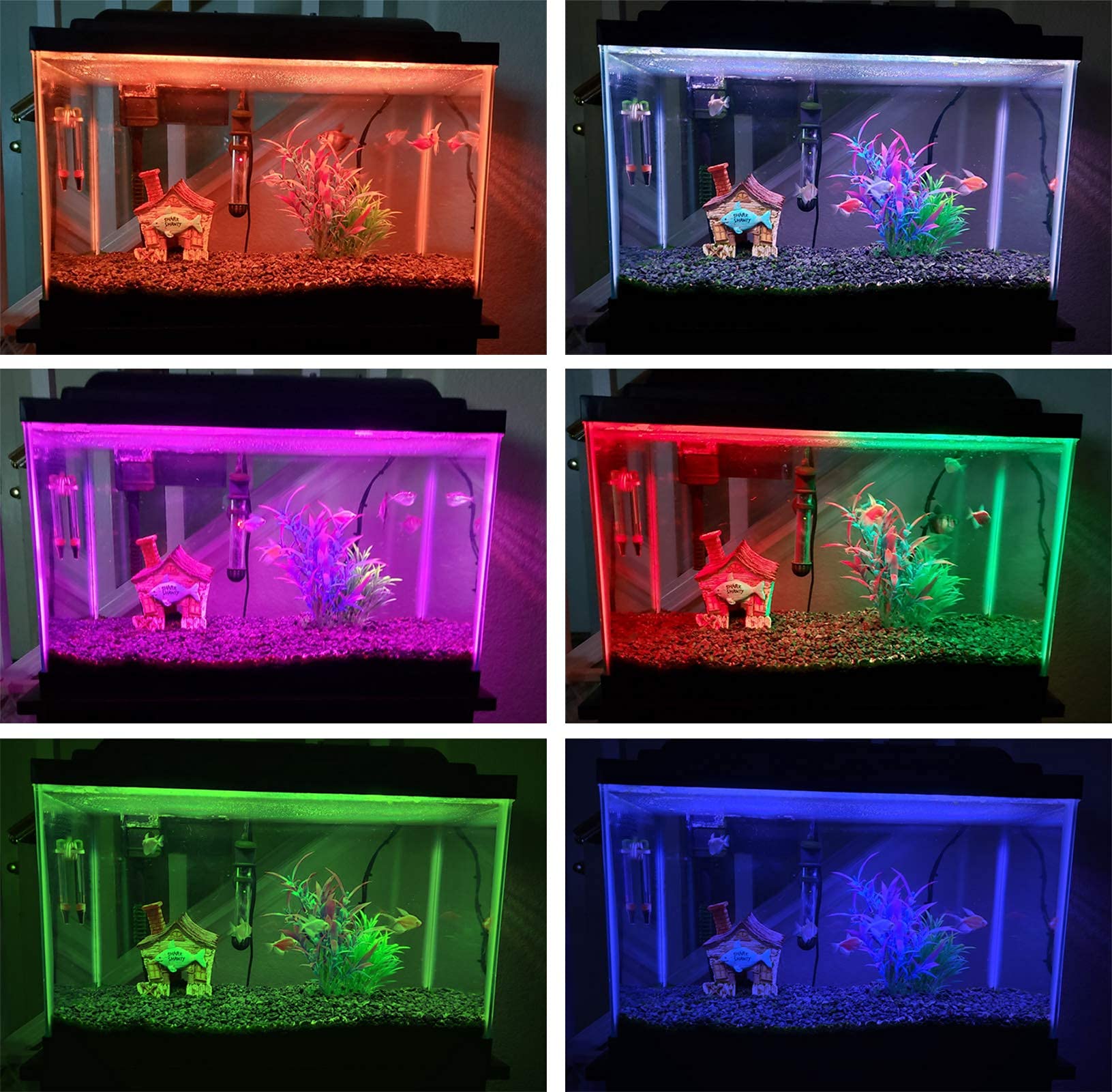 S SMIFUL LED Aquarium Lights, RGB Fish Tank Lights Underwater IP68 Waterproof Submersible Remote Control Tank Lid Lights Colored