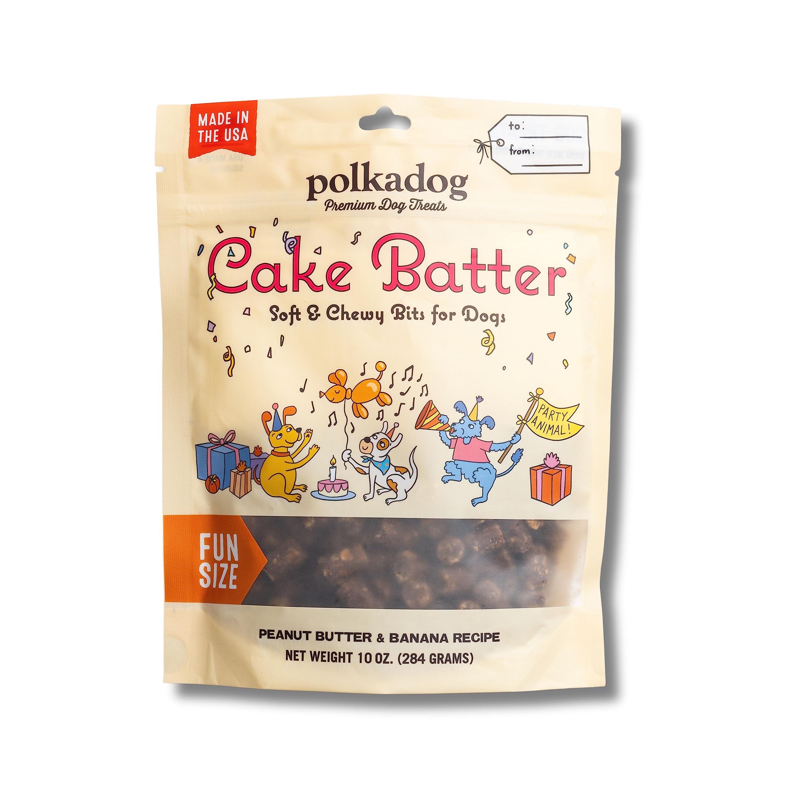 Polkadog Premium Healthy Dog Birthday Treat - Soft, Chewy & Vegan Treats - New England Peanut Butter and Banana Small Batch Reci