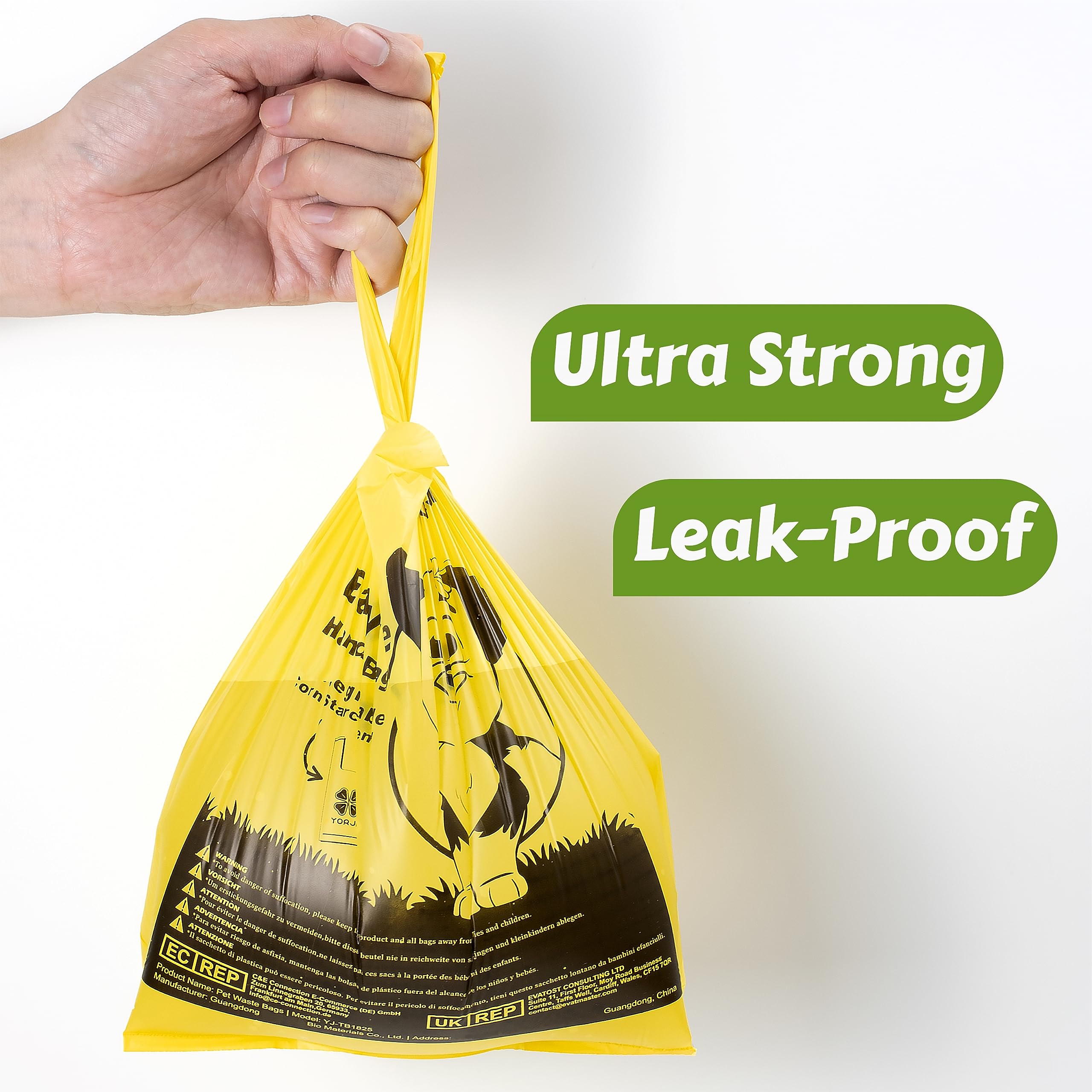Yorja Tie Handles Dog Poop Bags, 440 Pet Waste Bags, Thick And Strong 100% Leak-Proof Easy Tie Up Doggy Bags