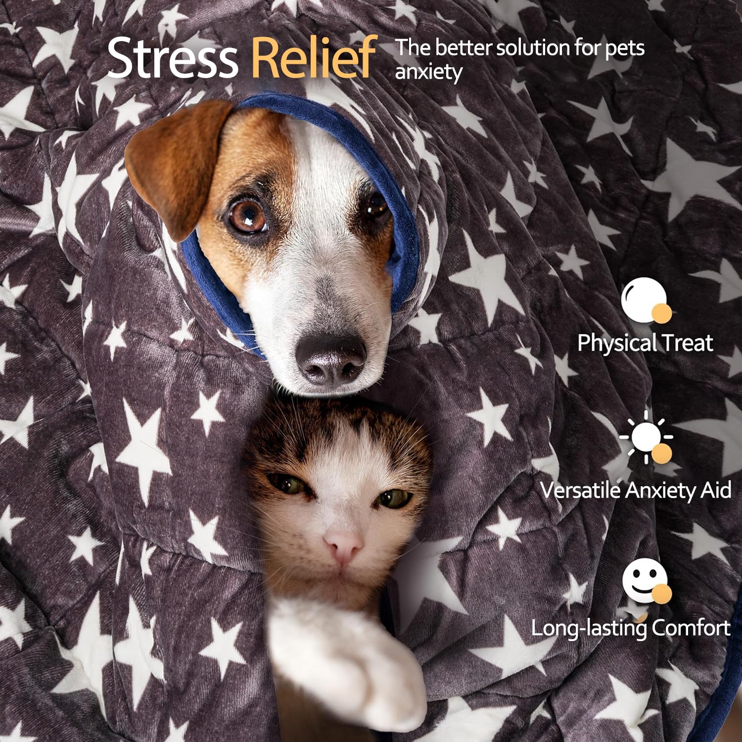 LaSyL Blanket for Pets | Thunder Blanket for Dogs Anxiety | Premium Soft Minky | Relaxation & Calming & Anti Anxiety | Blue Grey