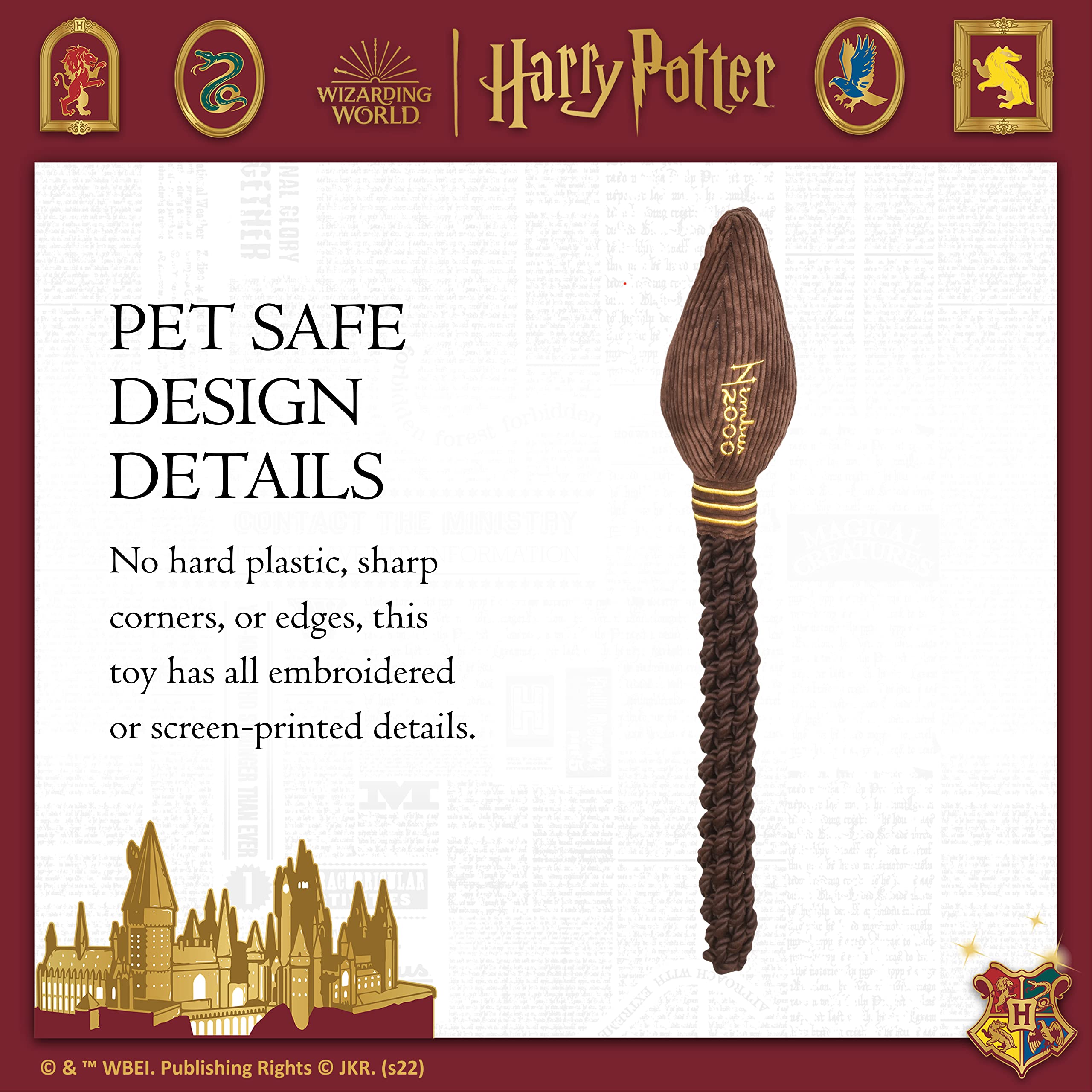 Harry Potter Nimbus 2000 Rope Pet Toy | Rope Tug Toy for Dogs | Nimbus 2000 Dog Toy for Tugging with Crinkle and Squeaker