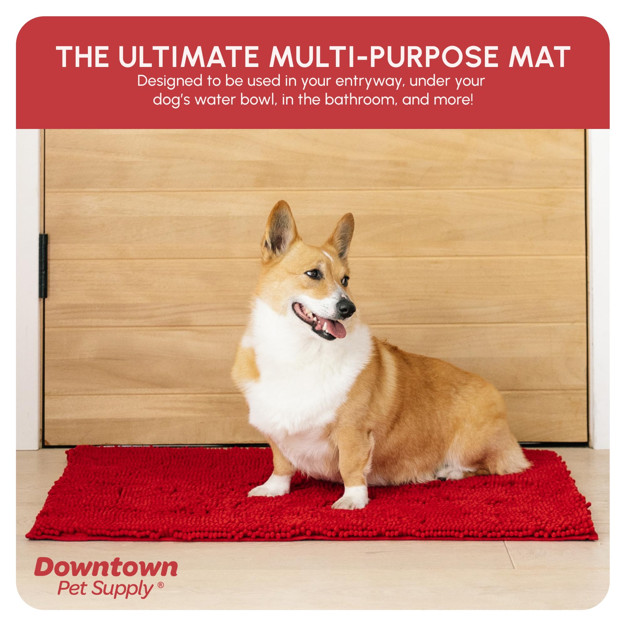 My Doggy Place - Microfiber Door Mat - Soft And Plush Pet Mat For Every Room Of The House - Dirt And Water Absorbent Mat - Washer & Dryer Safe Non-Slip Mat - Red - M - 31 X 20 In