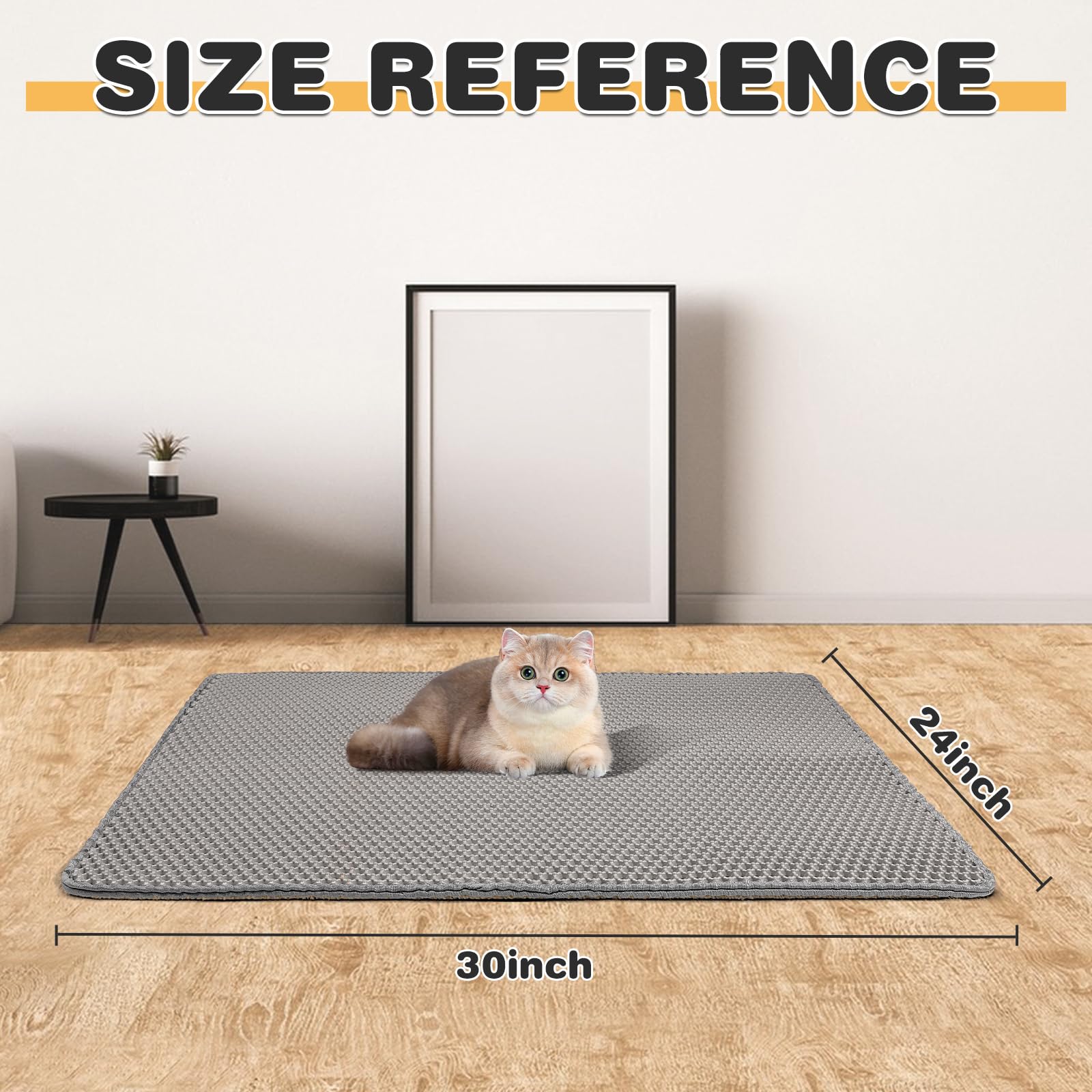 Furwey Cat Litter Mat Double Layer Waterproof Urine Proof Trapping Mat 1 Pack (Gray, 30X24 Inch)