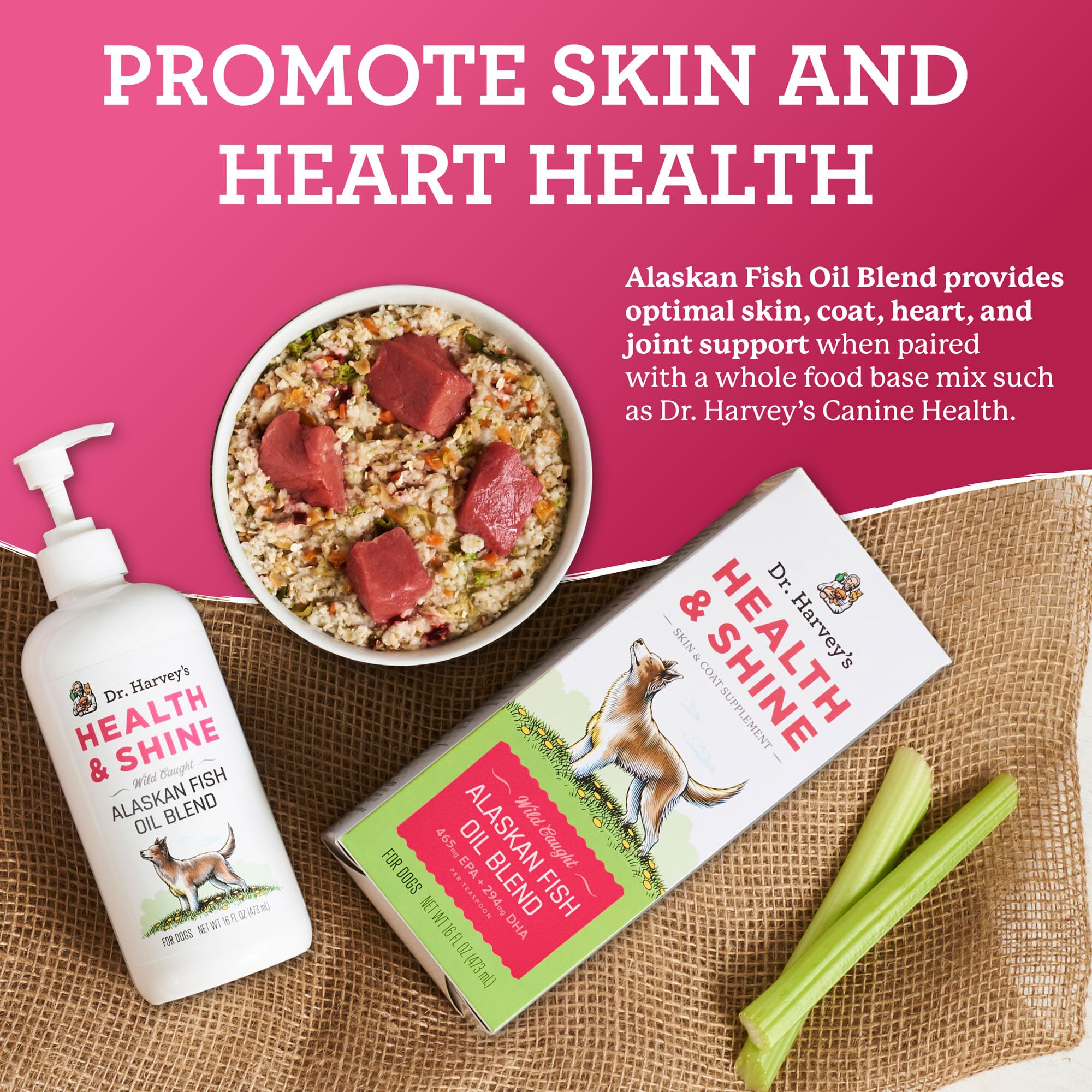Dr. Harveys Health & Shine Alaskan Fish Oil Blend for Dogs - Supports Healthy Heart, Brain, and Eyes (16 fl. oz.)