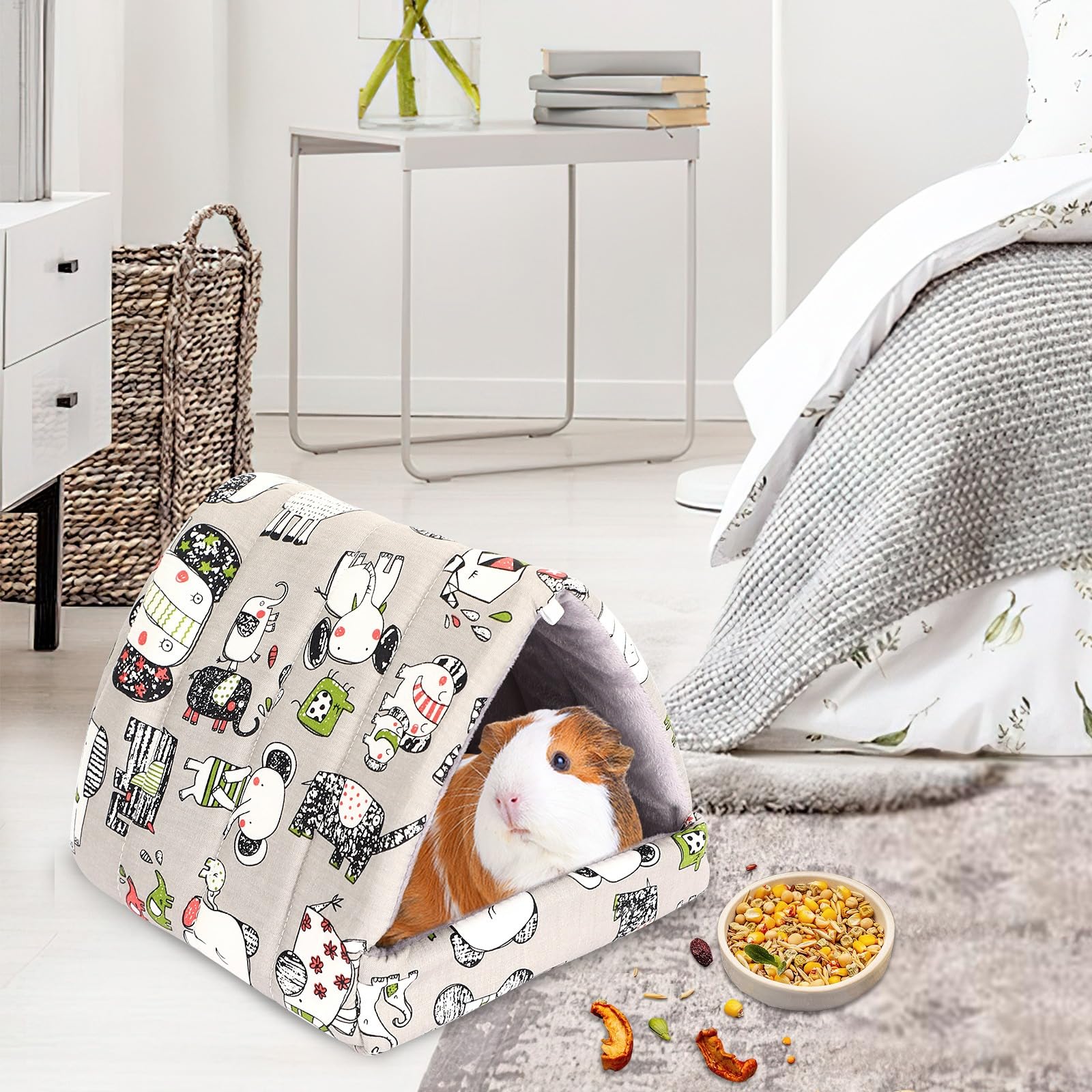 Upins Guinea Pig Hideout,Guinea Pig Bed Washable Small Animal House Cage Accessories For Mouse Chinchillas Hamsters Hedgehogs Fe