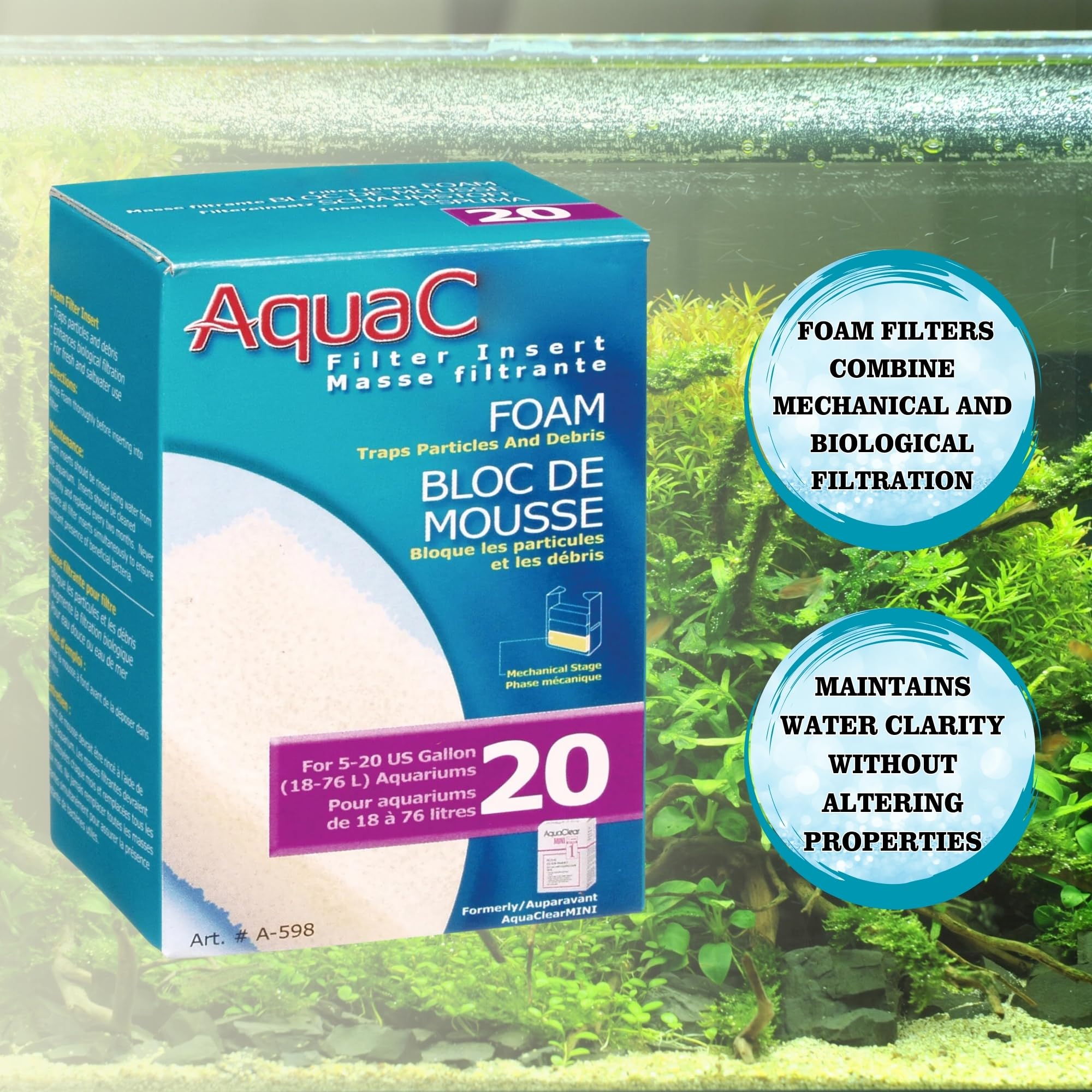 Gokul Brands Aquaclear 20 Hob Maintenance & Replacement Filter Media Kit, Including Gokul Brands Mesh Bags (Aquaclear Activated