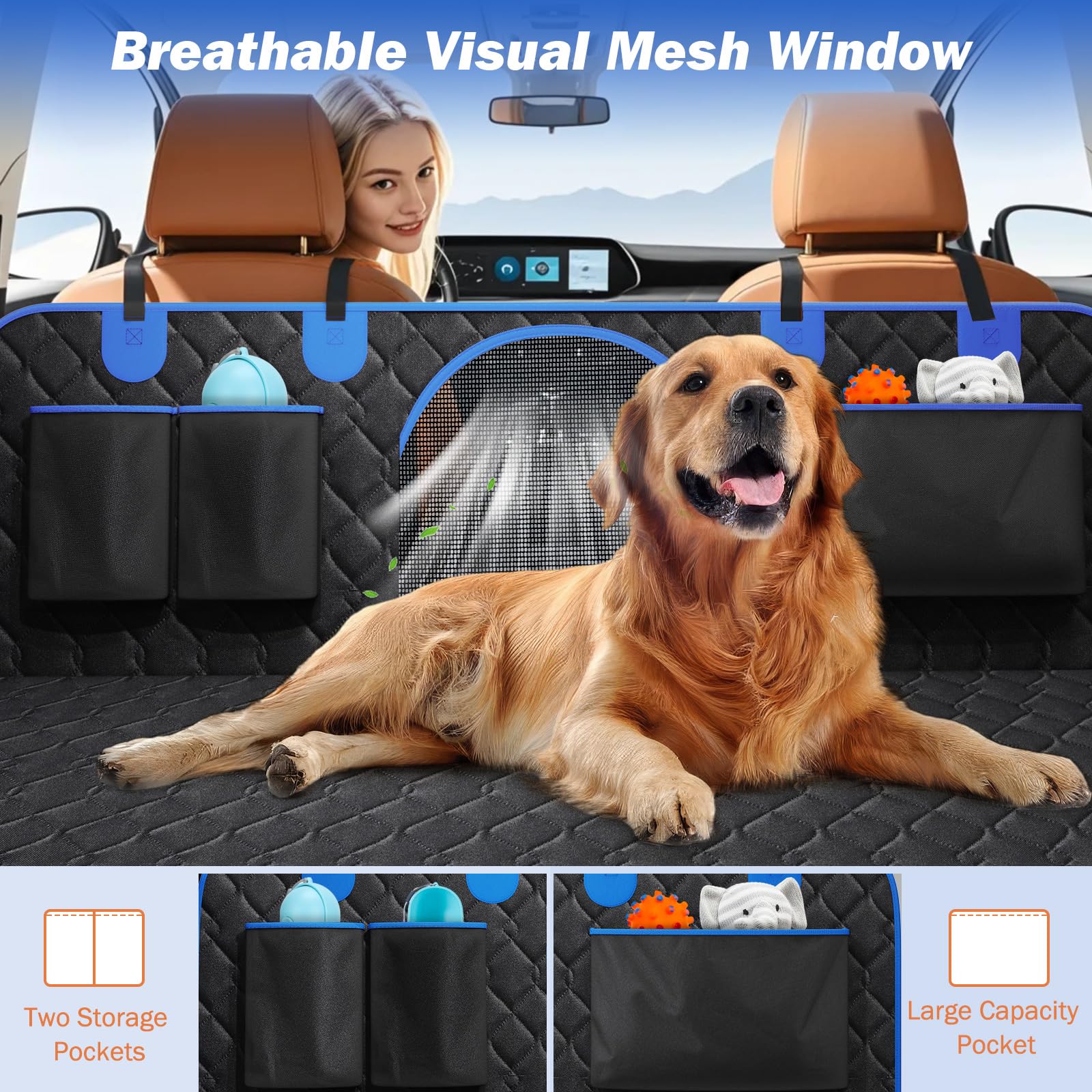 Tivray Back Seat Extender For Dogs, Dog Car Seat Cover For Back Seat Hard Bottom - Holds 330Lbs Waterproof Back Seat Pet Cover F