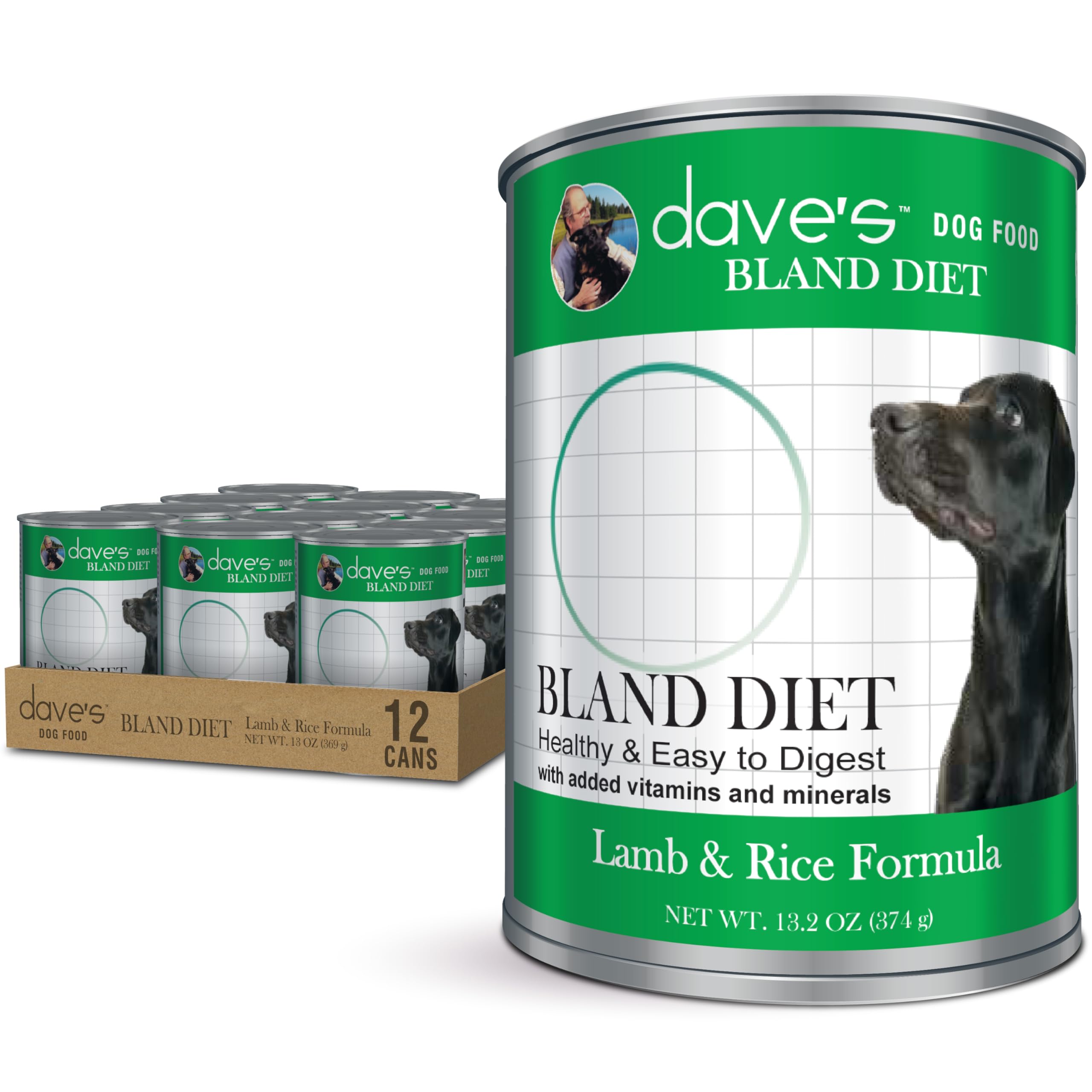 Daves Pet Food Bland Dog Food (Lamb & Rice), Canned Wet Dog Food for Sensitive Stomachs, Gluten-Free, Digestive Care, 13.2 oz (