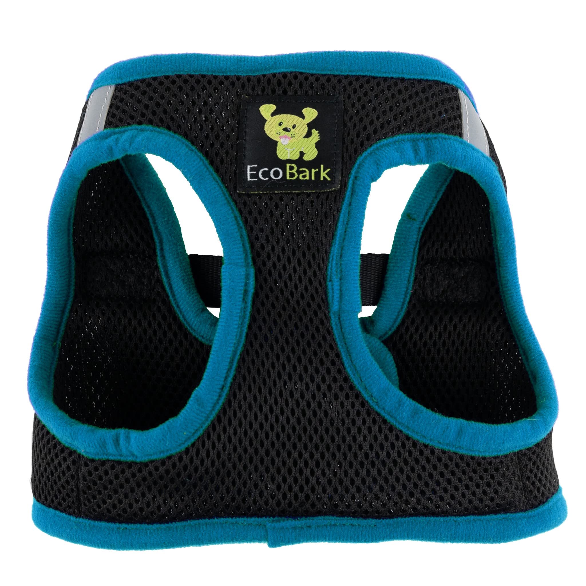 Ecobark Step In Dog Harness - Eco-Friendly Teacup Dog Harnesses For Xxs, Xs, And Small Dogs - Reflective And Adjustable Mini Body Halter Vest -Tiny Soft Mesh Toy Breed Harness (Black And Teal, Xxs)