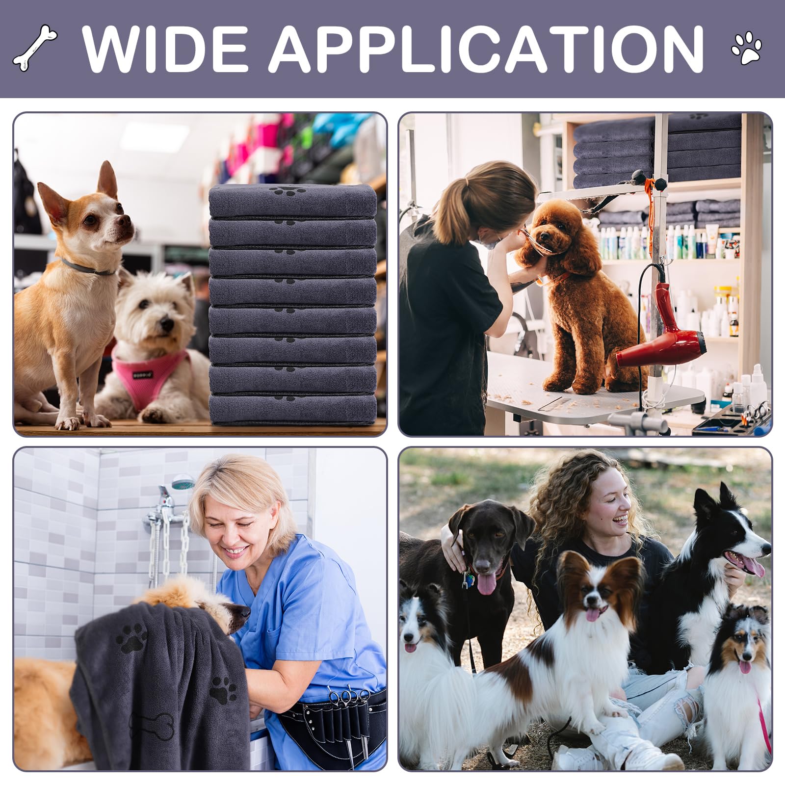 Chumia 8 Pcs Bulk Towels for Drying Dogs Cats Pet Towels Puppy Microfiber Quick Drying Dog Paw Bath Bathing Supplies Absorbent f