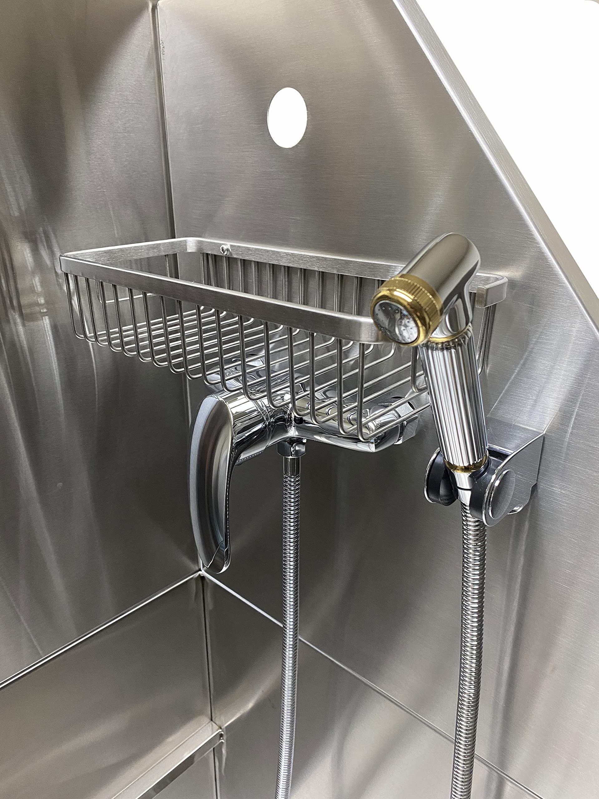 Flying Pig 50'' Stainless Steel Pet Dog Grooming Bath Tub With Walk-In Ramp & Accessories (Right Door/Left Drain)