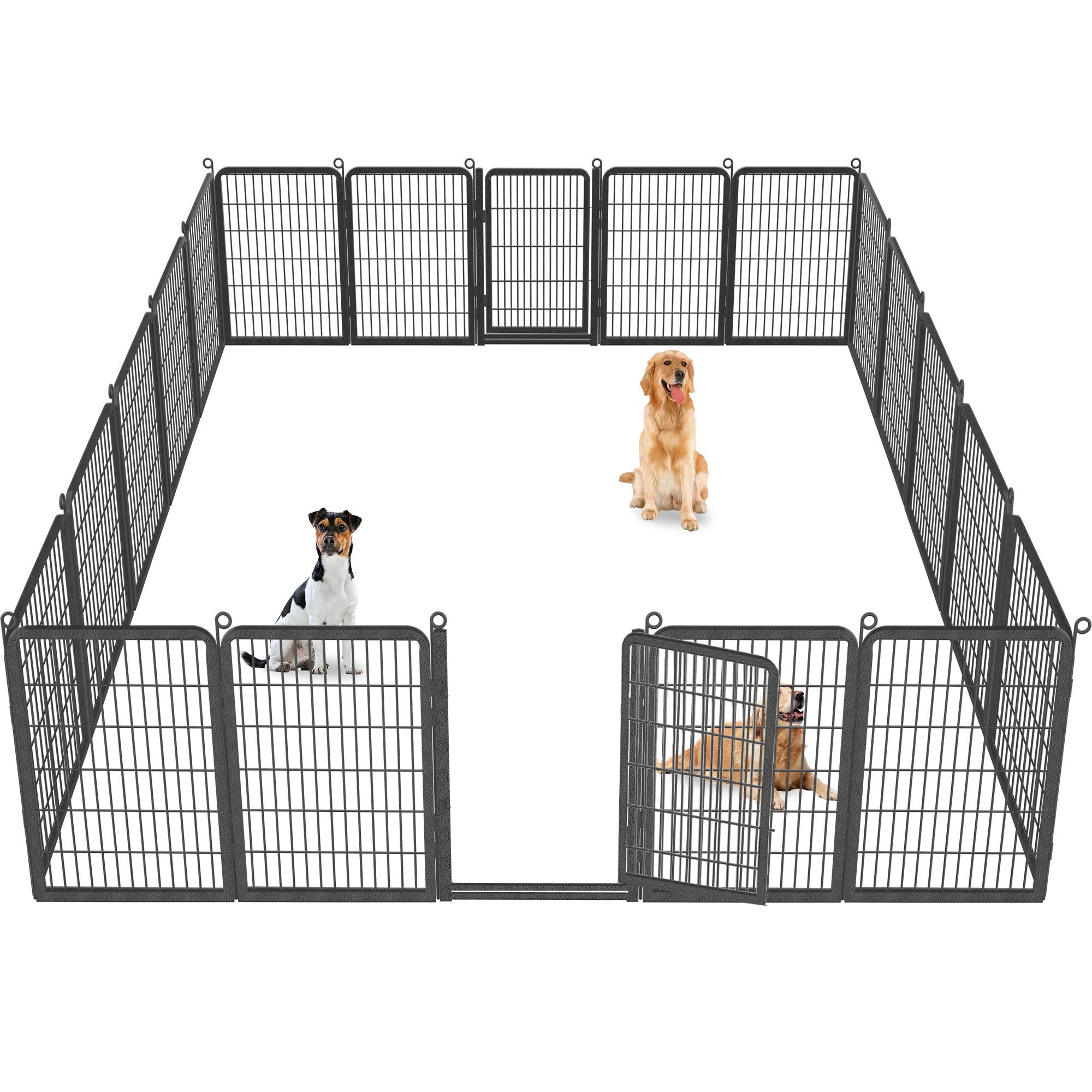 Jhsomdr Dog Playpen Outdoor With Low Threshold Full Gate, 40'' Height 14 Panels Large Dog Pen Dog Fence Outdoor For Yard, Heavy 