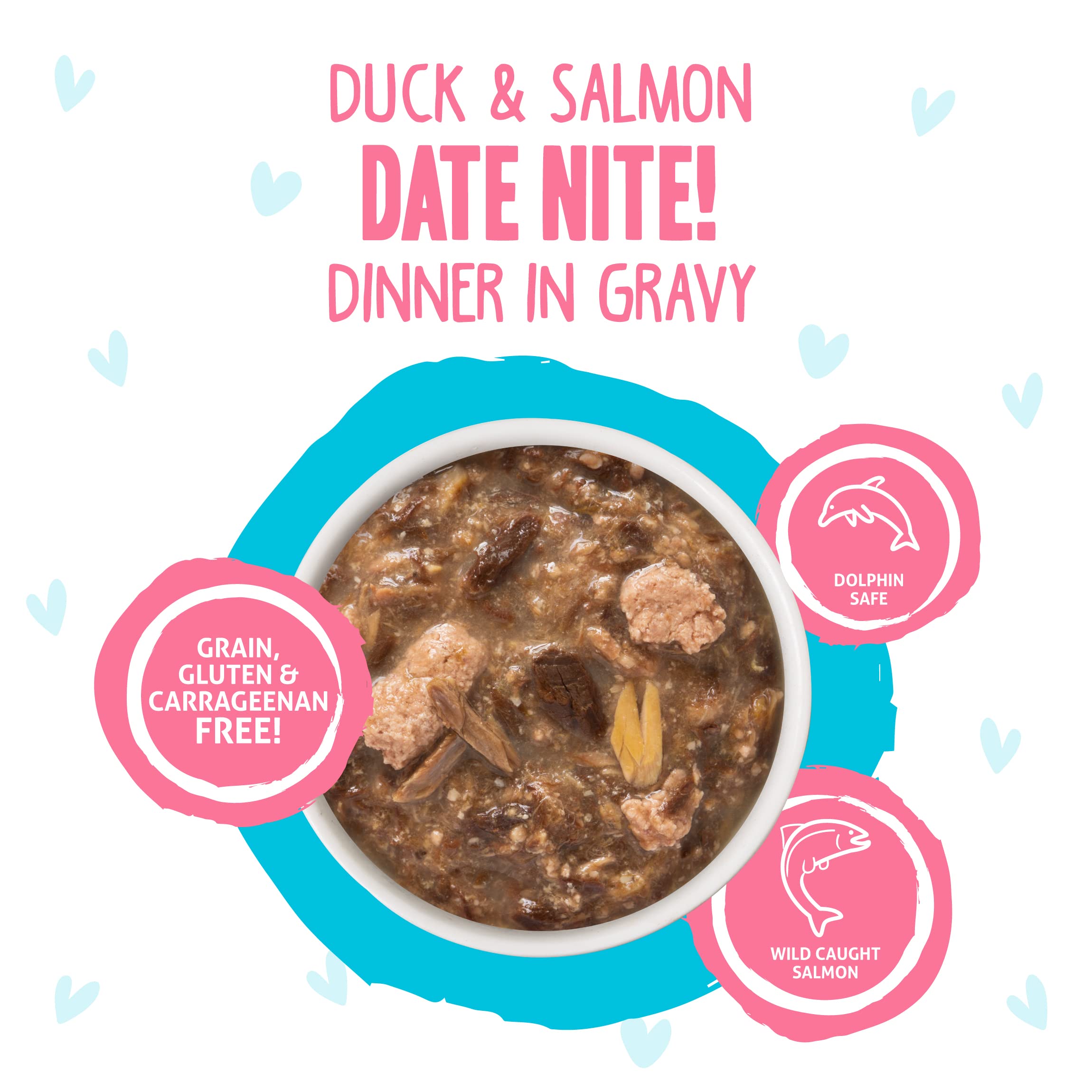 Weruva B.F.F. OMG - Best Feline Friend Oh My Gravy!, Date Nite! with Duck & Salmon in Gravy Cat Food, 2.8oz Pouch (Pack of 12)