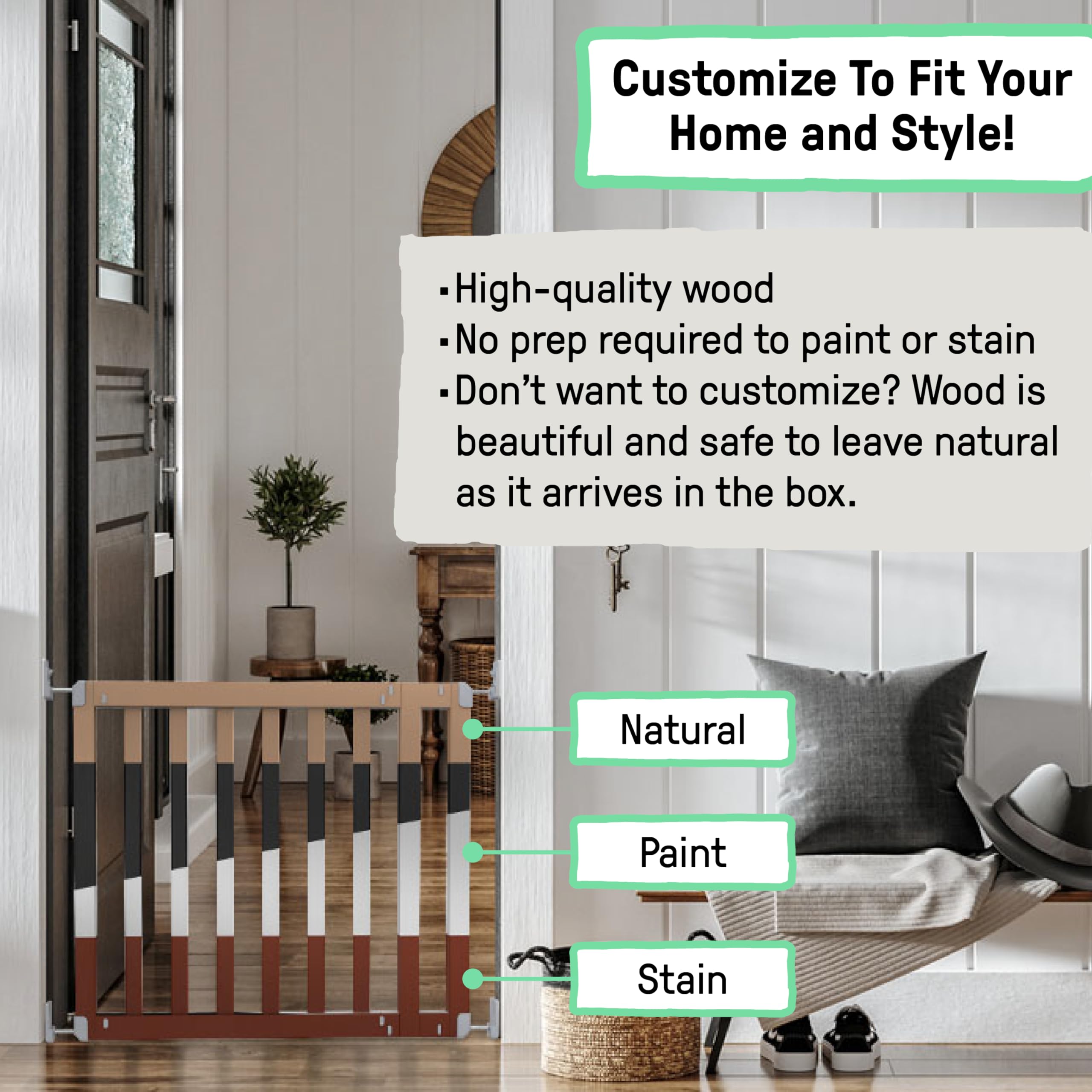 Ingenuity The Doorway 36S Series Custom Collection, Safety Pet & Baby Gate, 30''-36'' Wide, 28'' Tall, Pressure or Hardware Moun