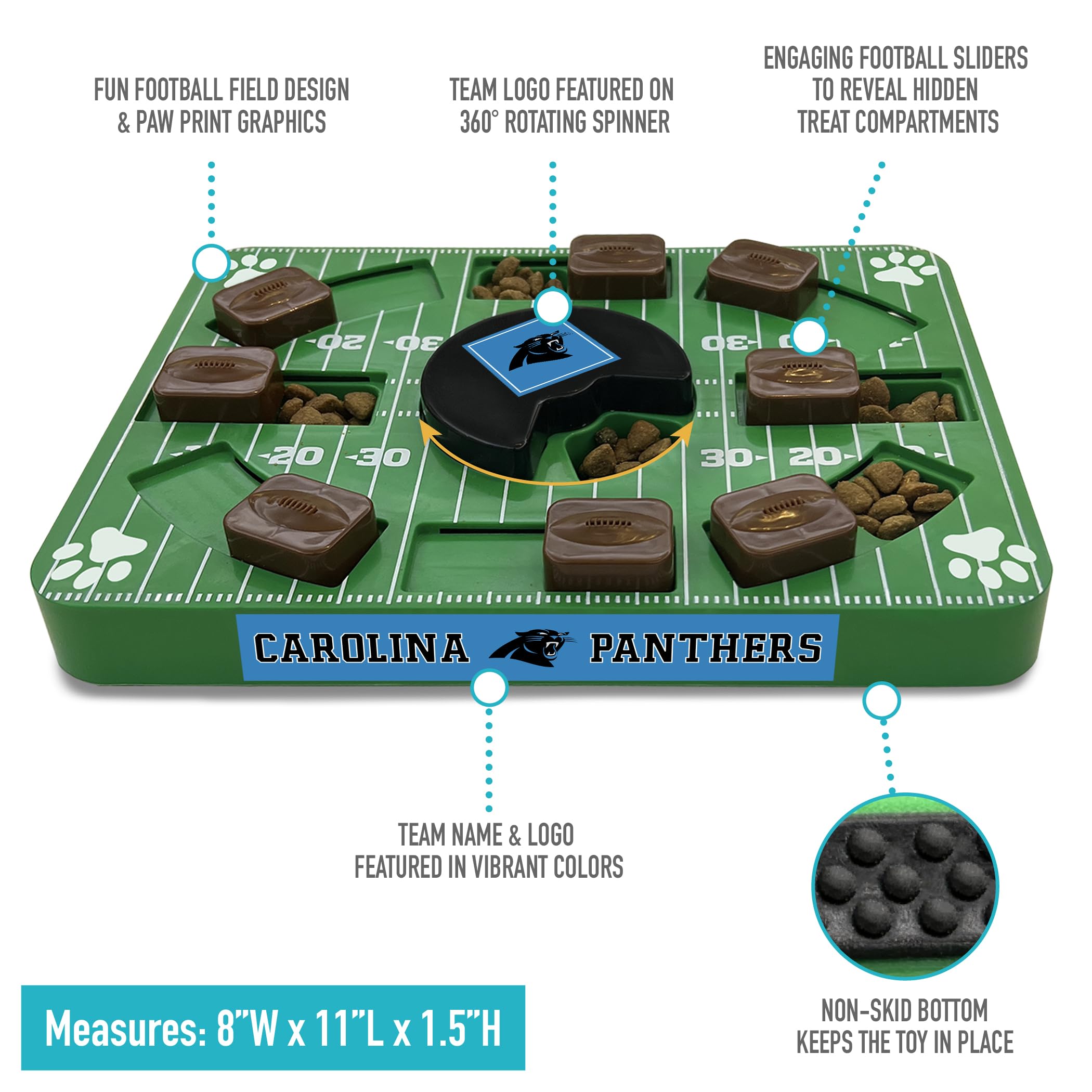 Pets First Nfl Carolina Panthers Puzzle Toy, Puzzle Treat Dog Toy, Interactive Dog Treat Toy, Dog Puzzle