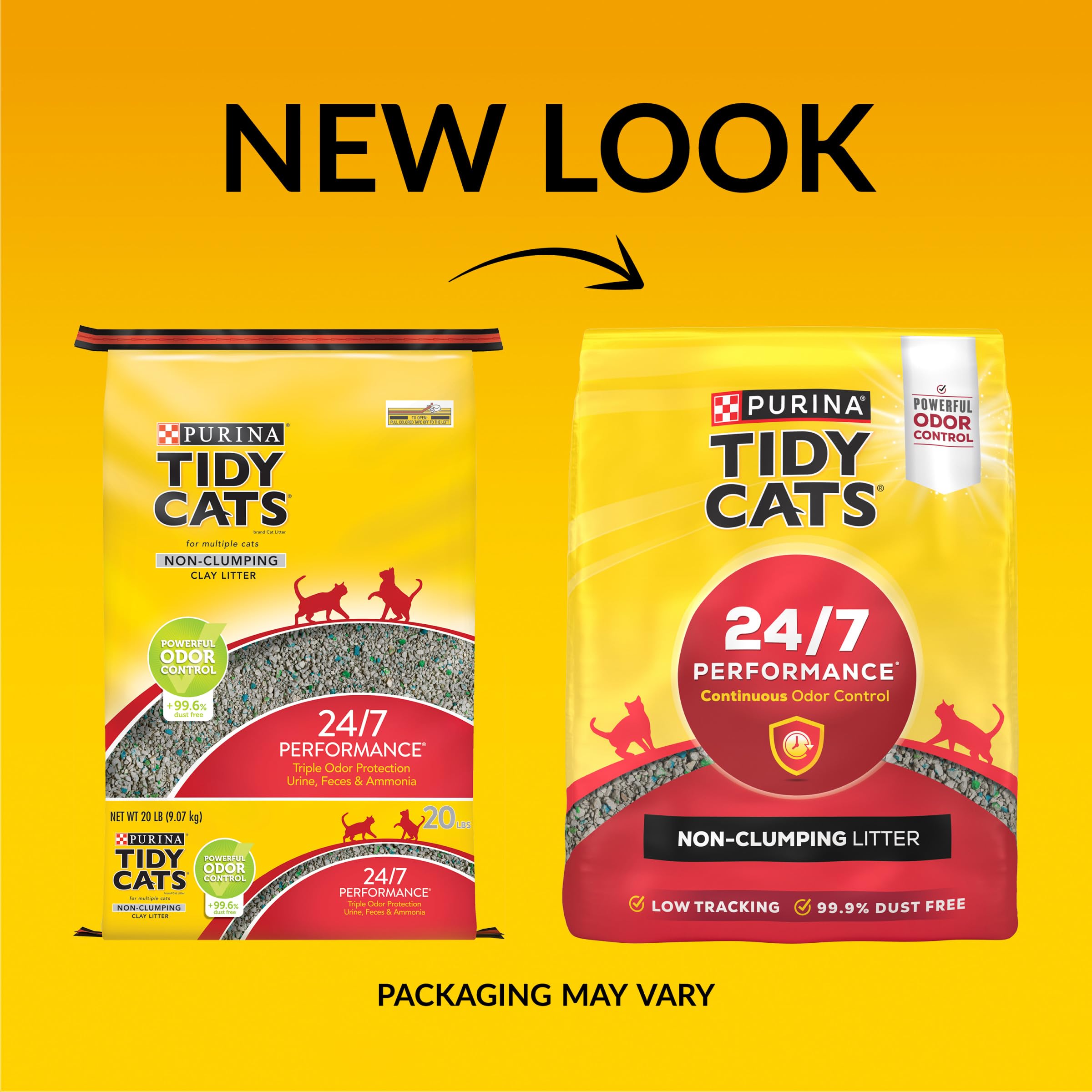 Purina Tidy Cats Non Clumping Cat Litter, 24/7 Performance Multi Cat Litter - (4) 10 Lb. Bags